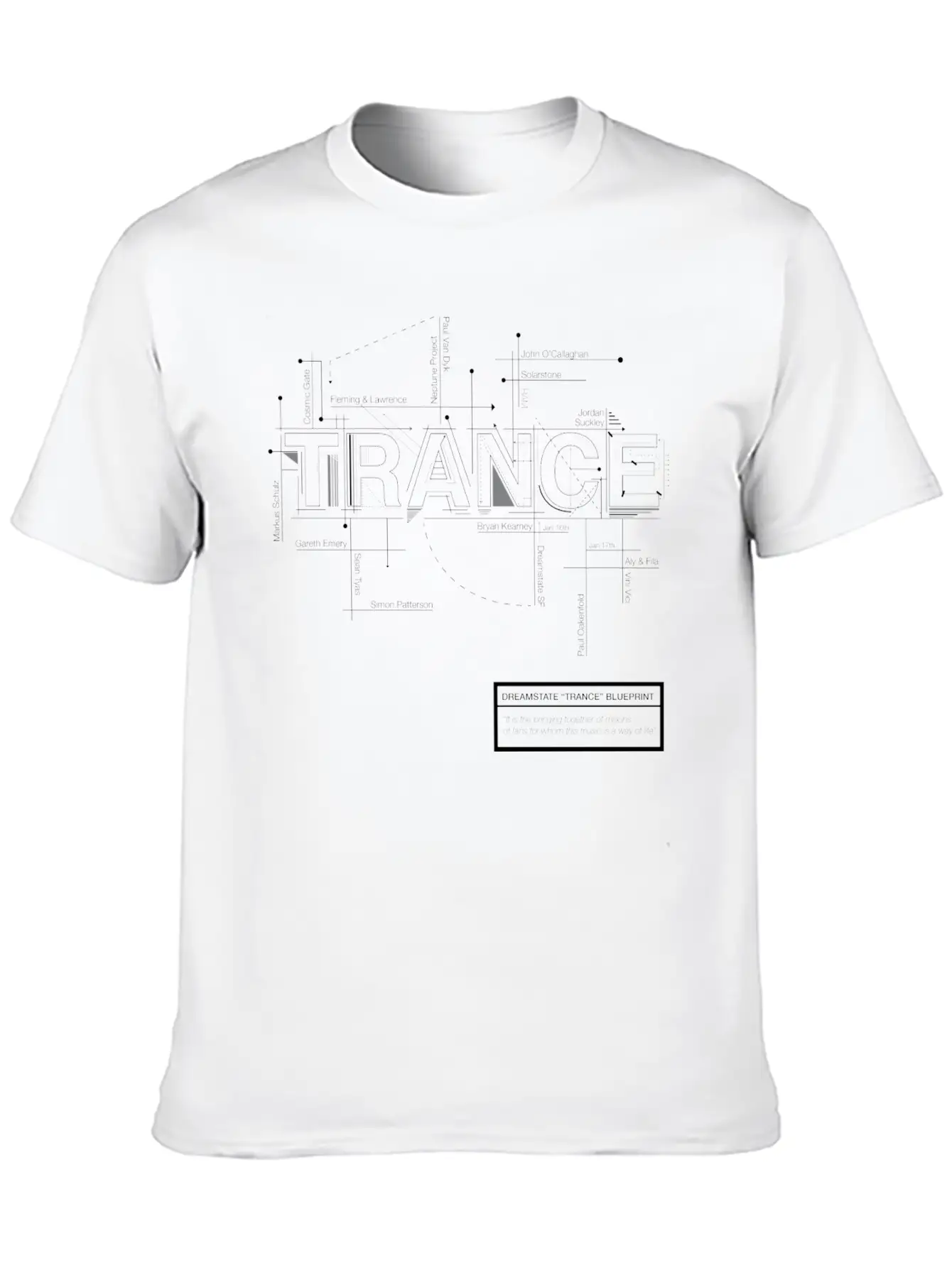 2016 Dreamstate SF TRANCE - White Print Relaxed Everyday Tee – Lightweight And Durable Cotton