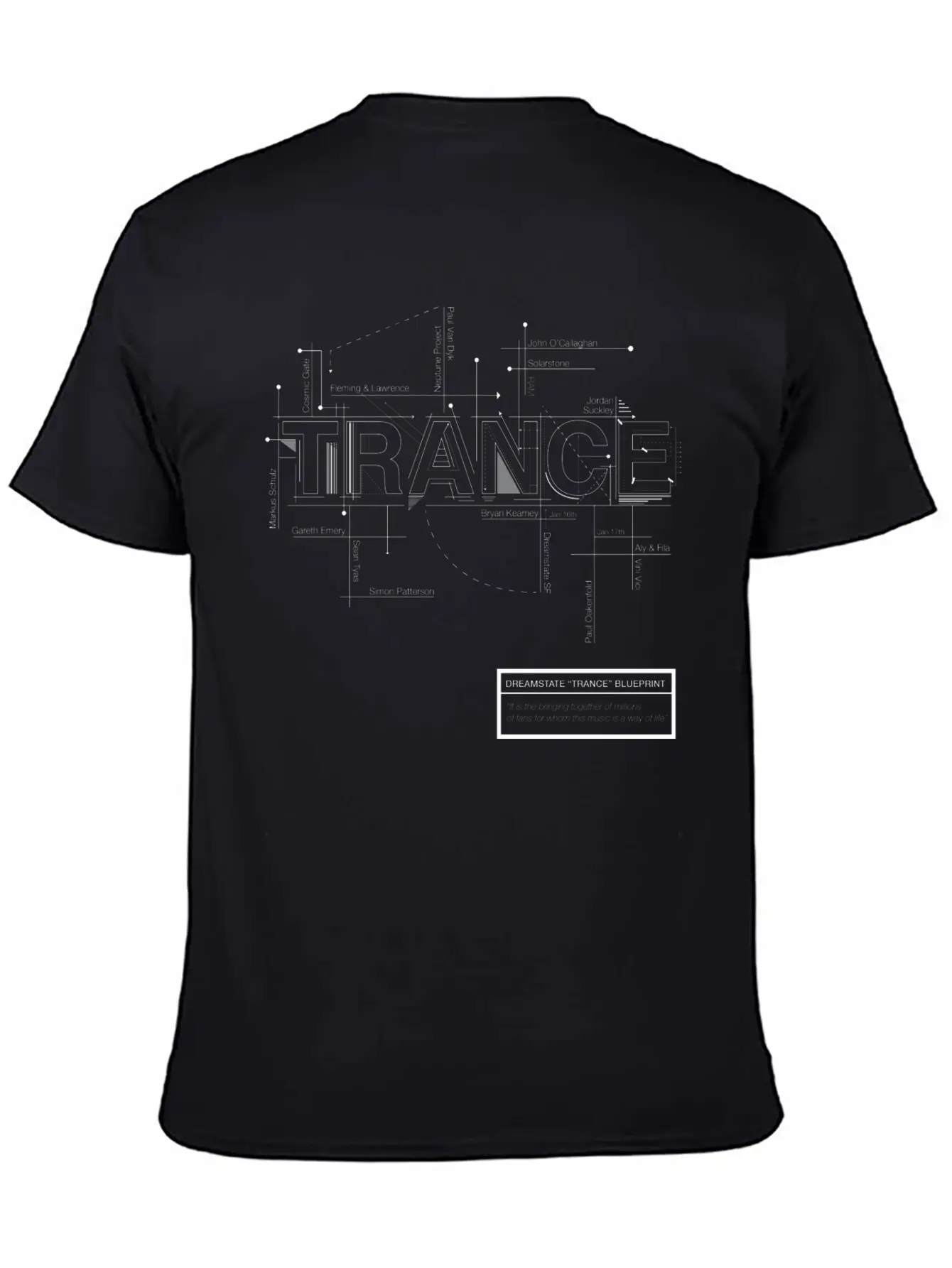 2016 Dreamstate SF TRANCE - White Print Relaxed Everyday Tee – Lightweight And Durable Cotton