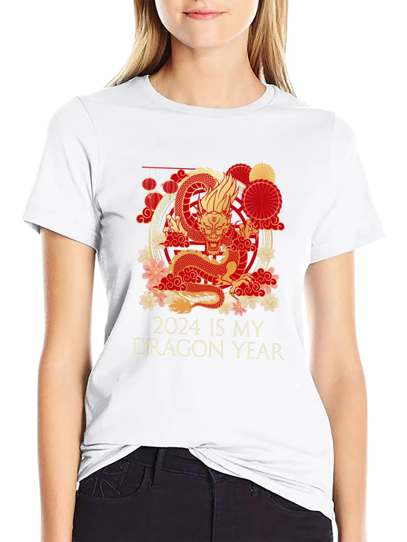2024 Is My Dragon Year Chinese New Year Birthday Classic Crew Neck Graphic Tee – Everyday Minimal Look