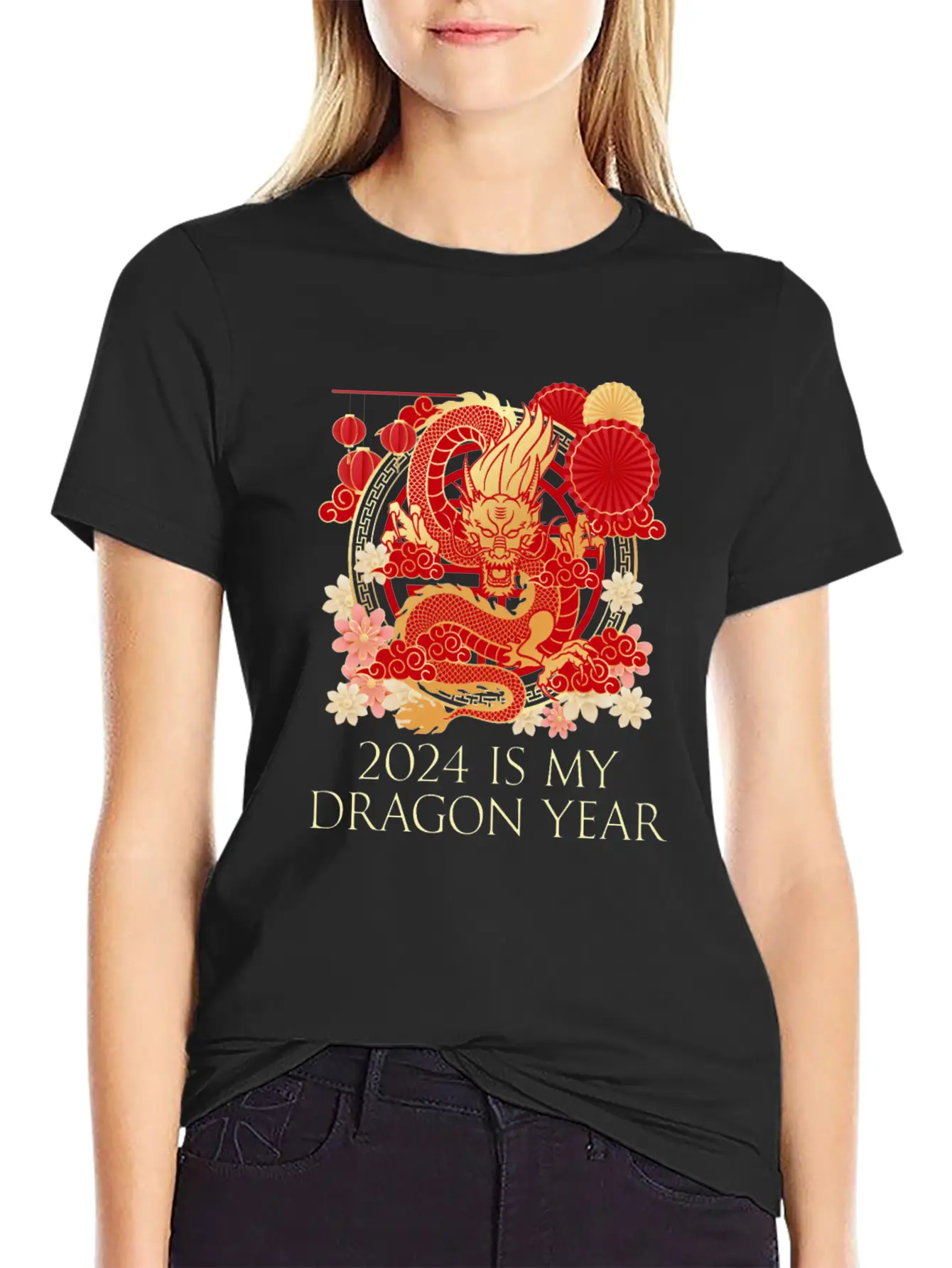 2024 Is My Dragon Year Chinese New Year Birthday Classic Crew Neck Graphic Tee – Everyday Minimal Look