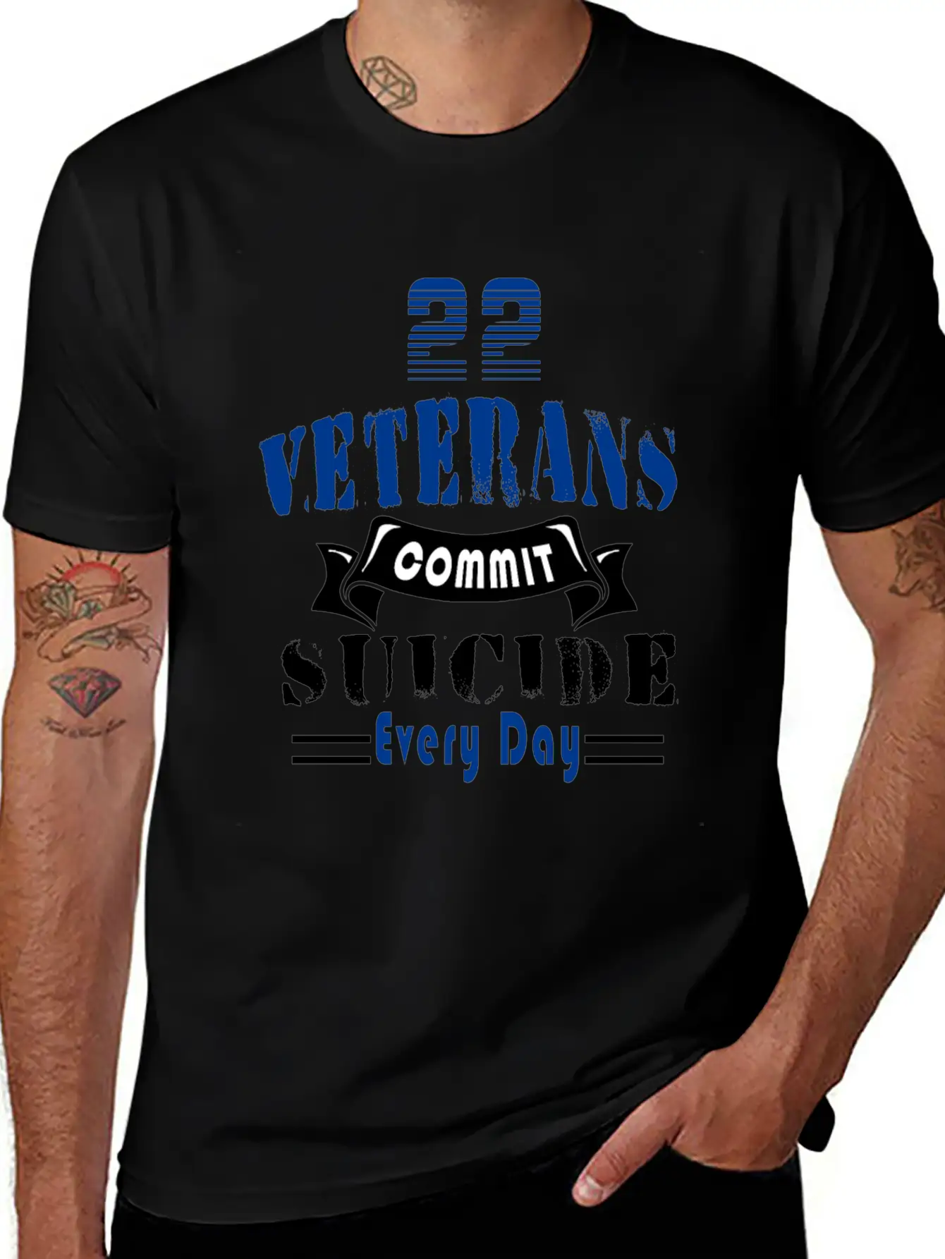 22 Veterans Commit Suicide Every Day Simple Everyday Graphic Tee – Lightweight Summer Wear