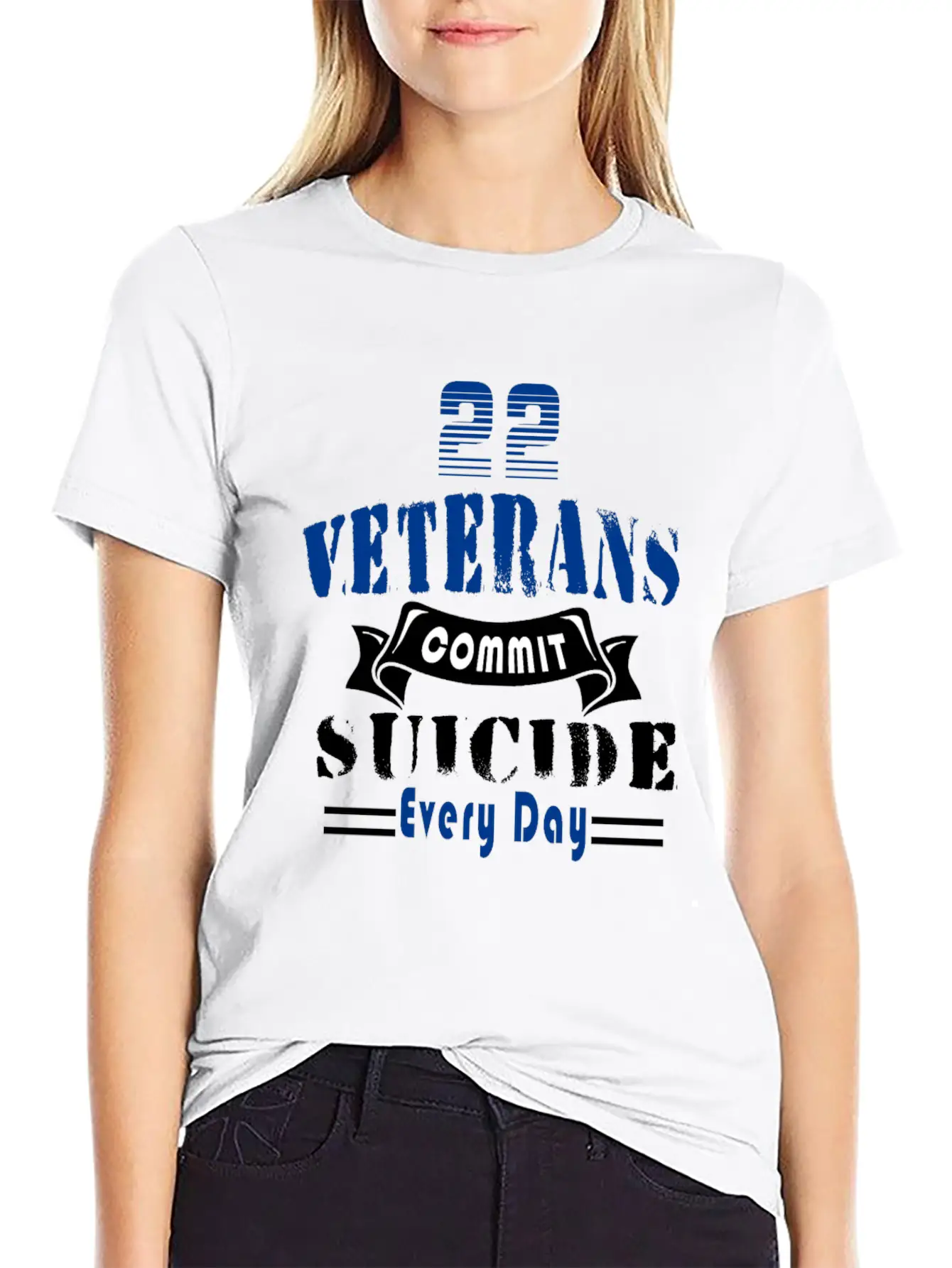 22 Veterans Commit Suicide Every Day Simple Everyday Graphic Tee – Lightweight Summer Wear