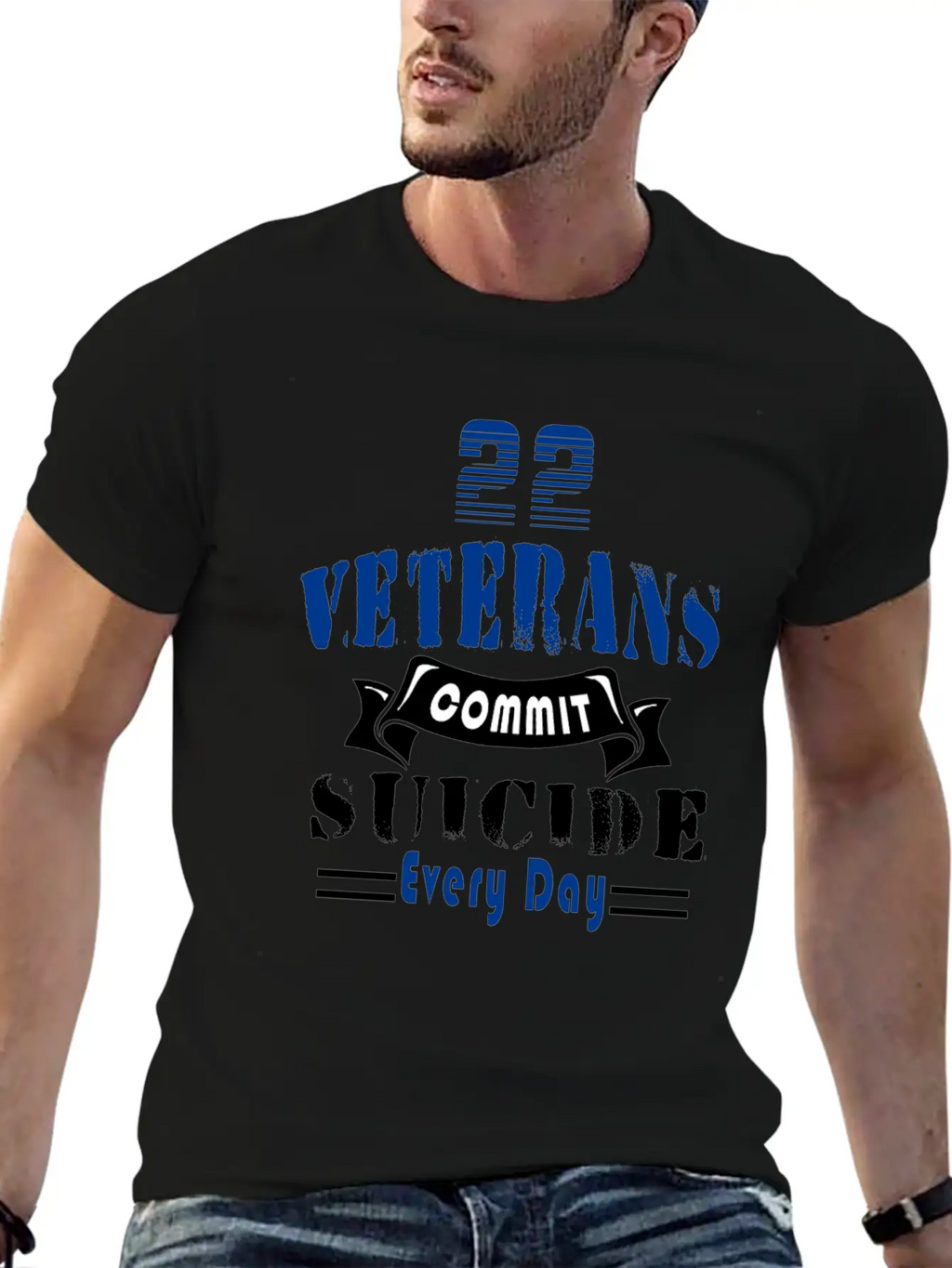 22 Veterans Commit Suicide Every Day Simple Everyday Graphic Tee – Lightweight Summer Wear