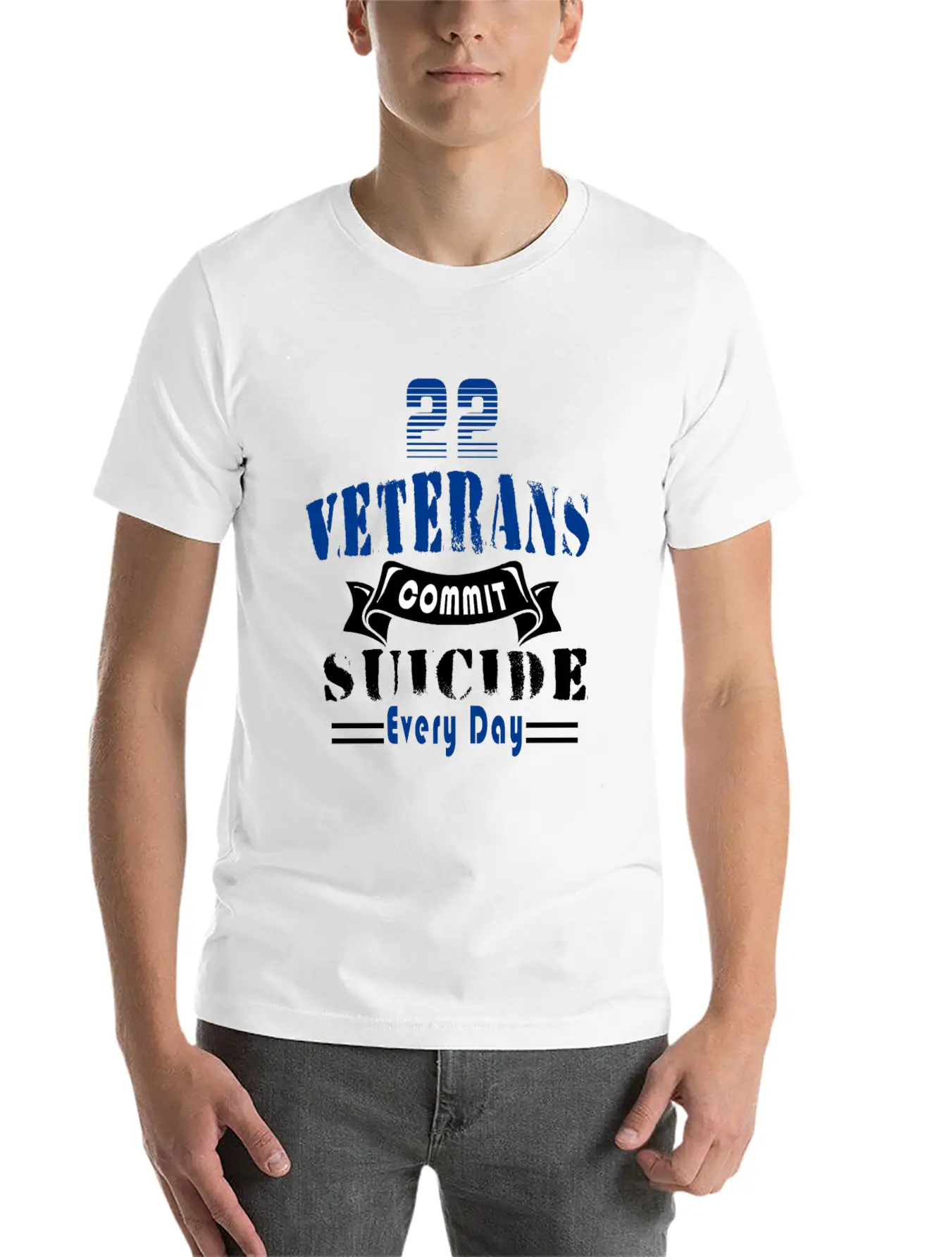 22 Veterans Commit Suicide Every Day Simple Everyday Graphic Tee – Lightweight Summer Wear