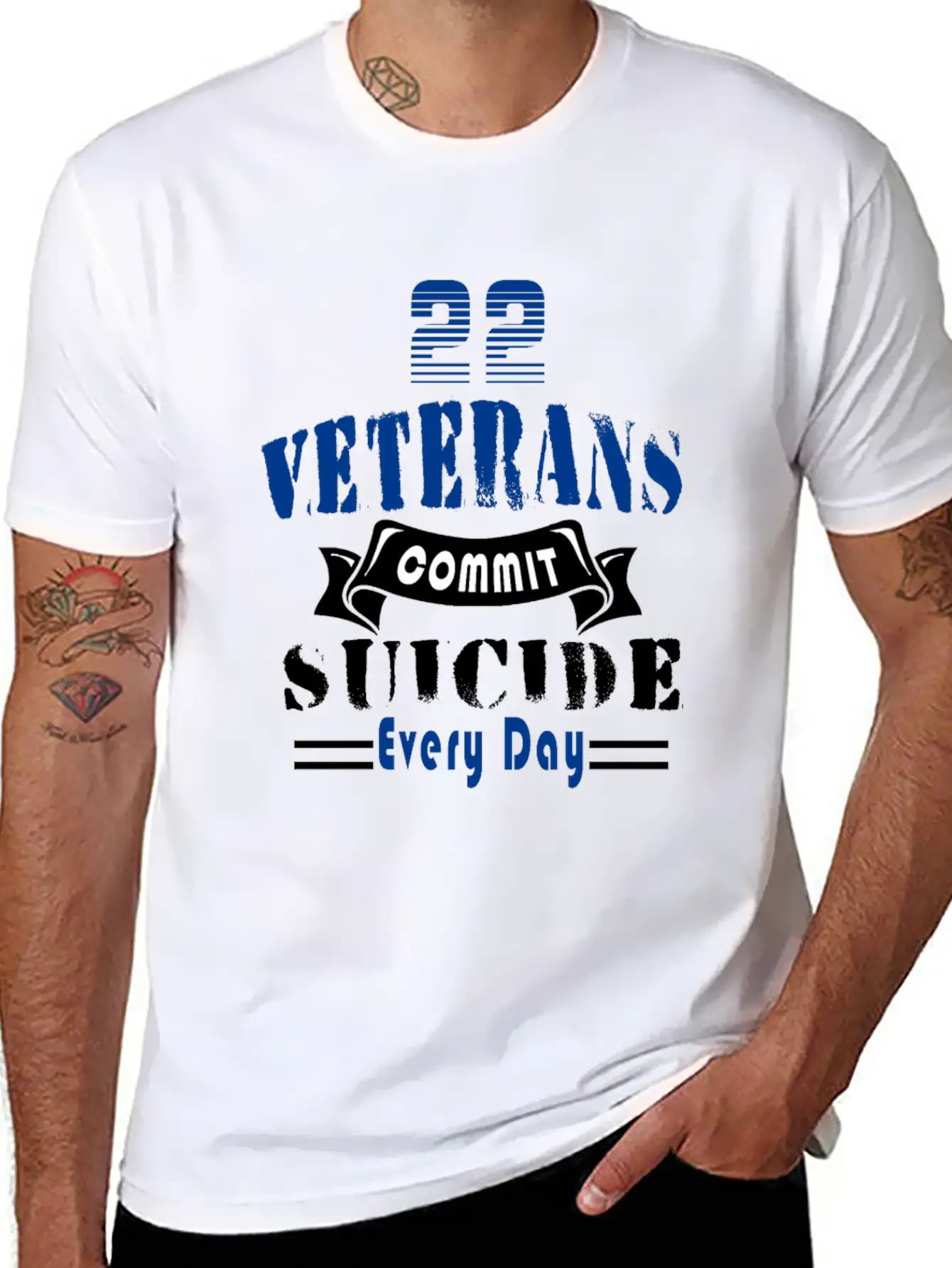 22 Veterans Commit Suicide Every Day Simple Everyday Graphic Tee – Lightweight Summer Wear