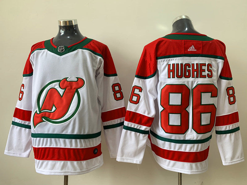 Men's New Jerseys Devils Jack Hughes #86 White Player Jerseys