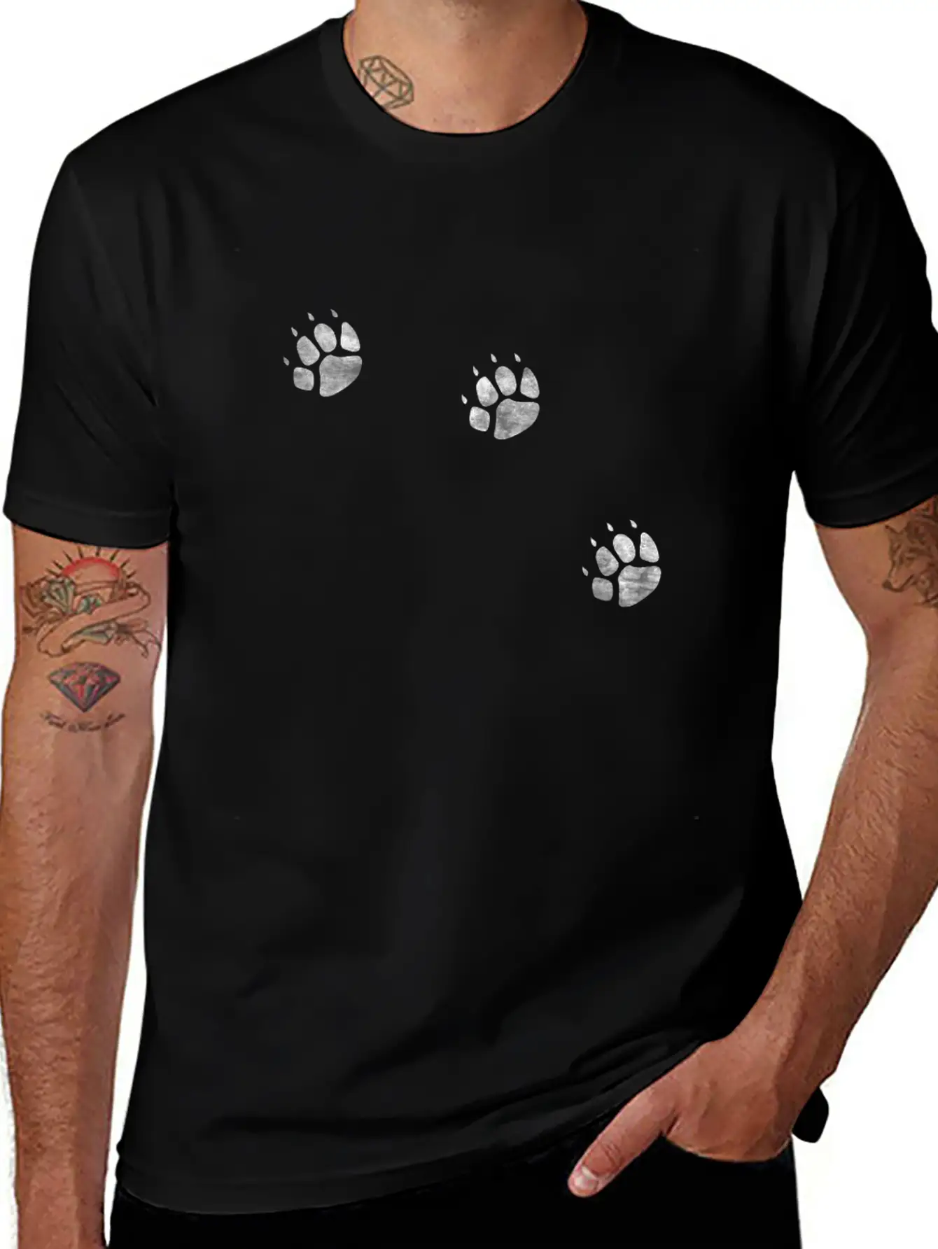 3 Legs Dog Paw Prints Three Legged Tripod Modern Fit Casual T-Shirt – Clean And Versatile Design