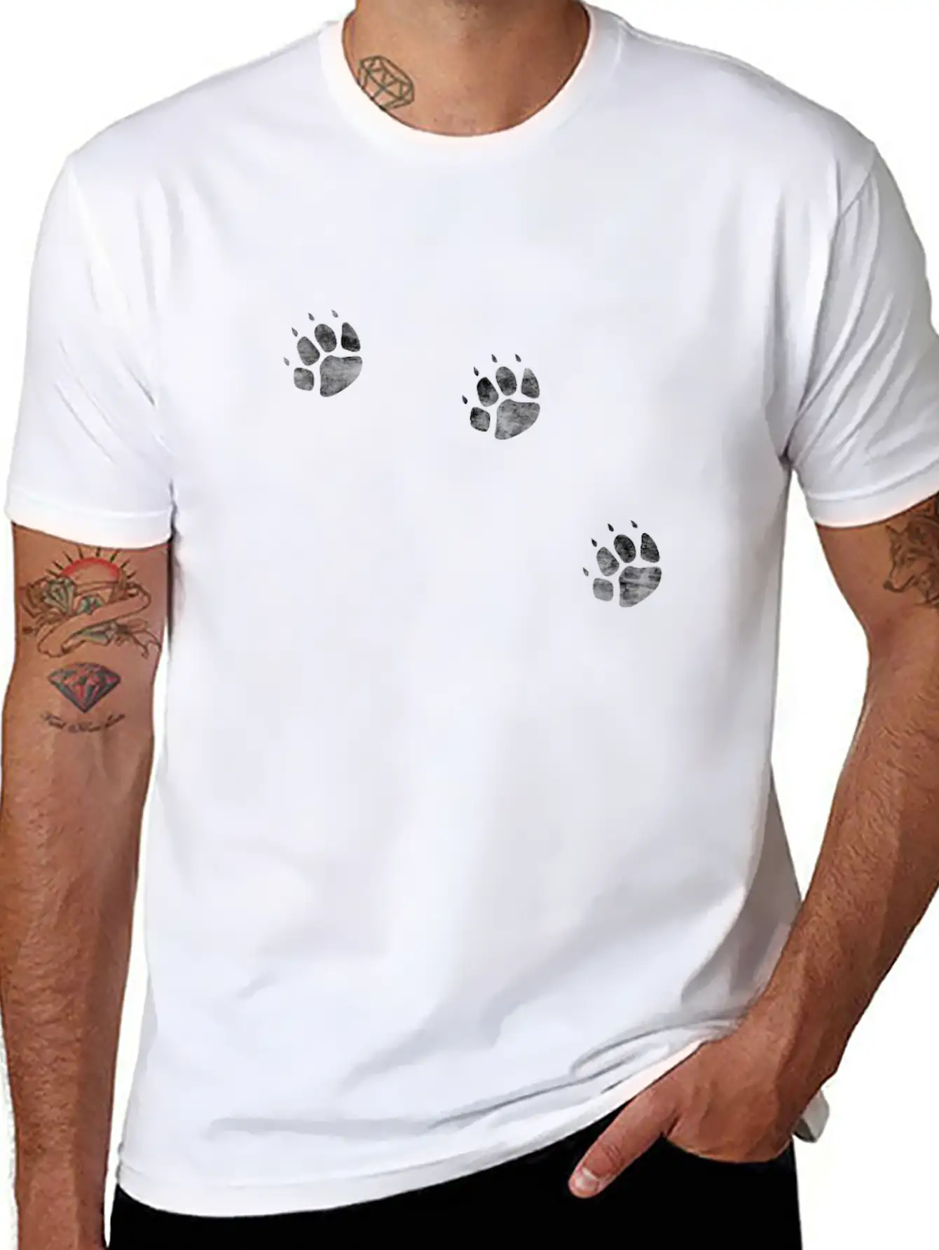 3 Legs Dog Paw Prints Three Legged Tripod Modern Fit Casual T-Shirt – Clean And Versatile Design