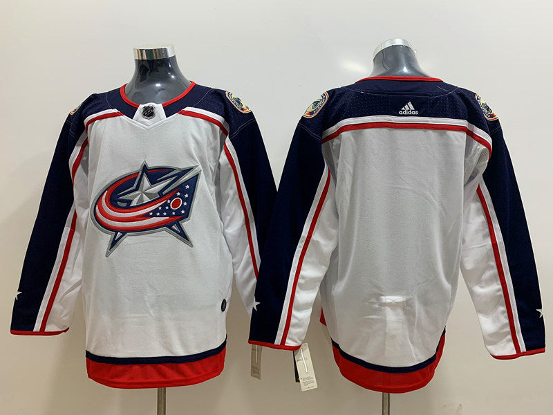 Men's Columbus Blue Jackets White Breakaway Away Blank Jerseys