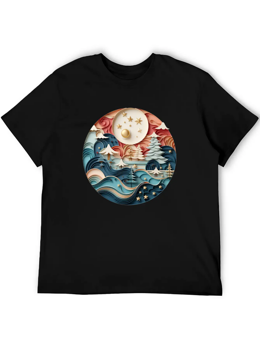 3D Christmas Sticker Circle Soft Cotton Short Sleeve Tee – Unisex Wardrobe Staple