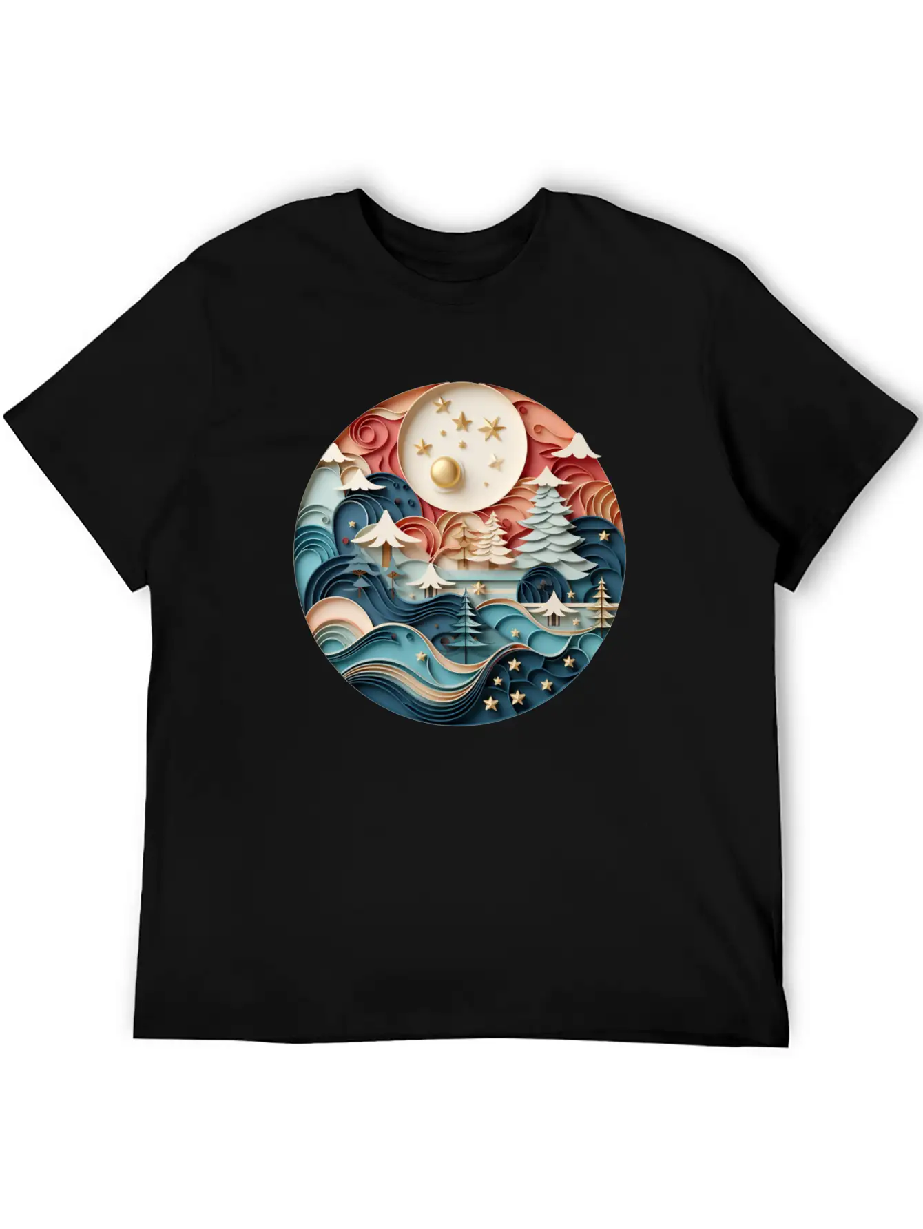 3D Christmas Sticker Circle Soft Cotton Short Sleeve Tee – Unisex Wardrobe Staple