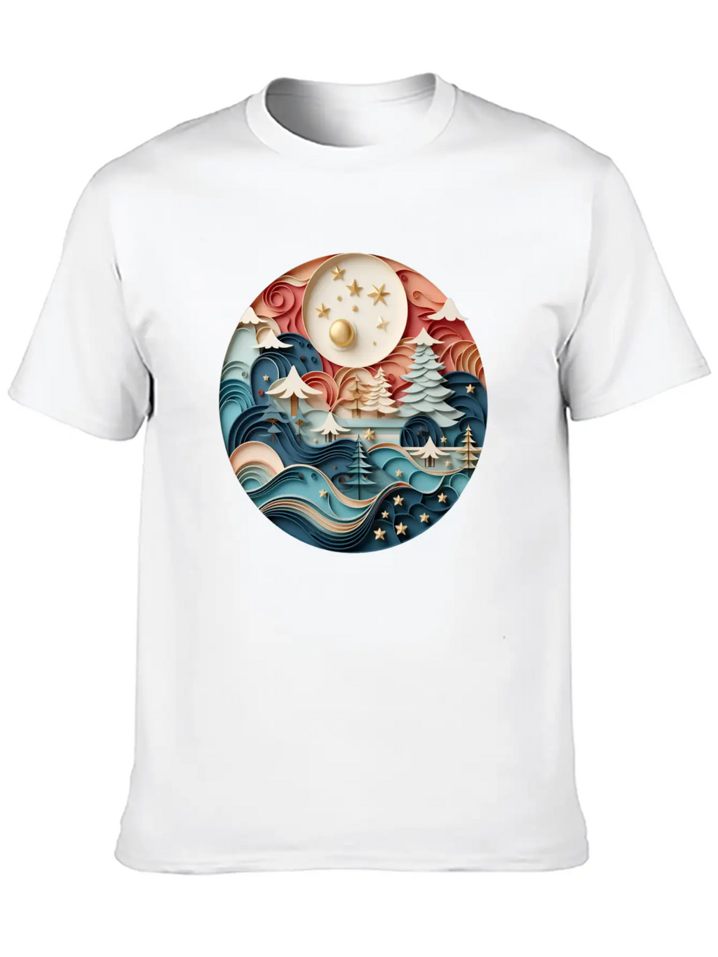 3D Christmas Sticker Circle Soft Cotton Short Sleeve Tee – Unisex Wardrobe Staple