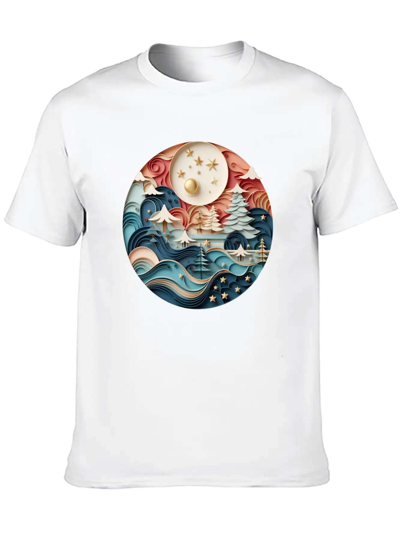 3D Christmas Sticker Circle Soft Cotton Short Sleeve Tee – Unisex Wardrobe Staple
