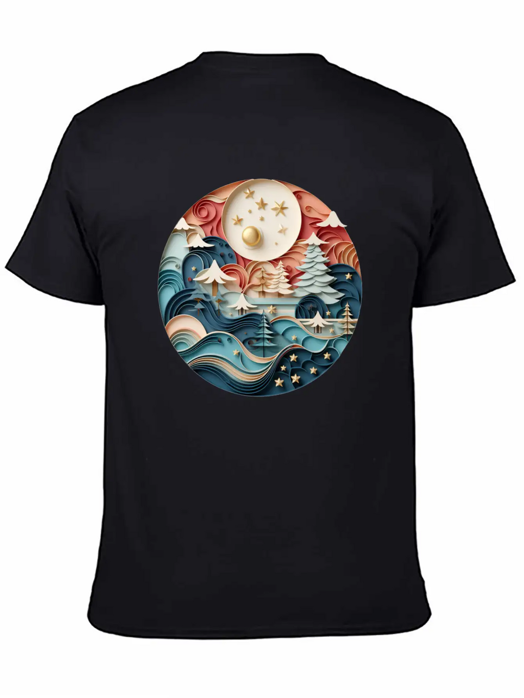 3D Christmas Sticker Circle Soft Cotton Short Sleeve Tee – Unisex Wardrobe Staple