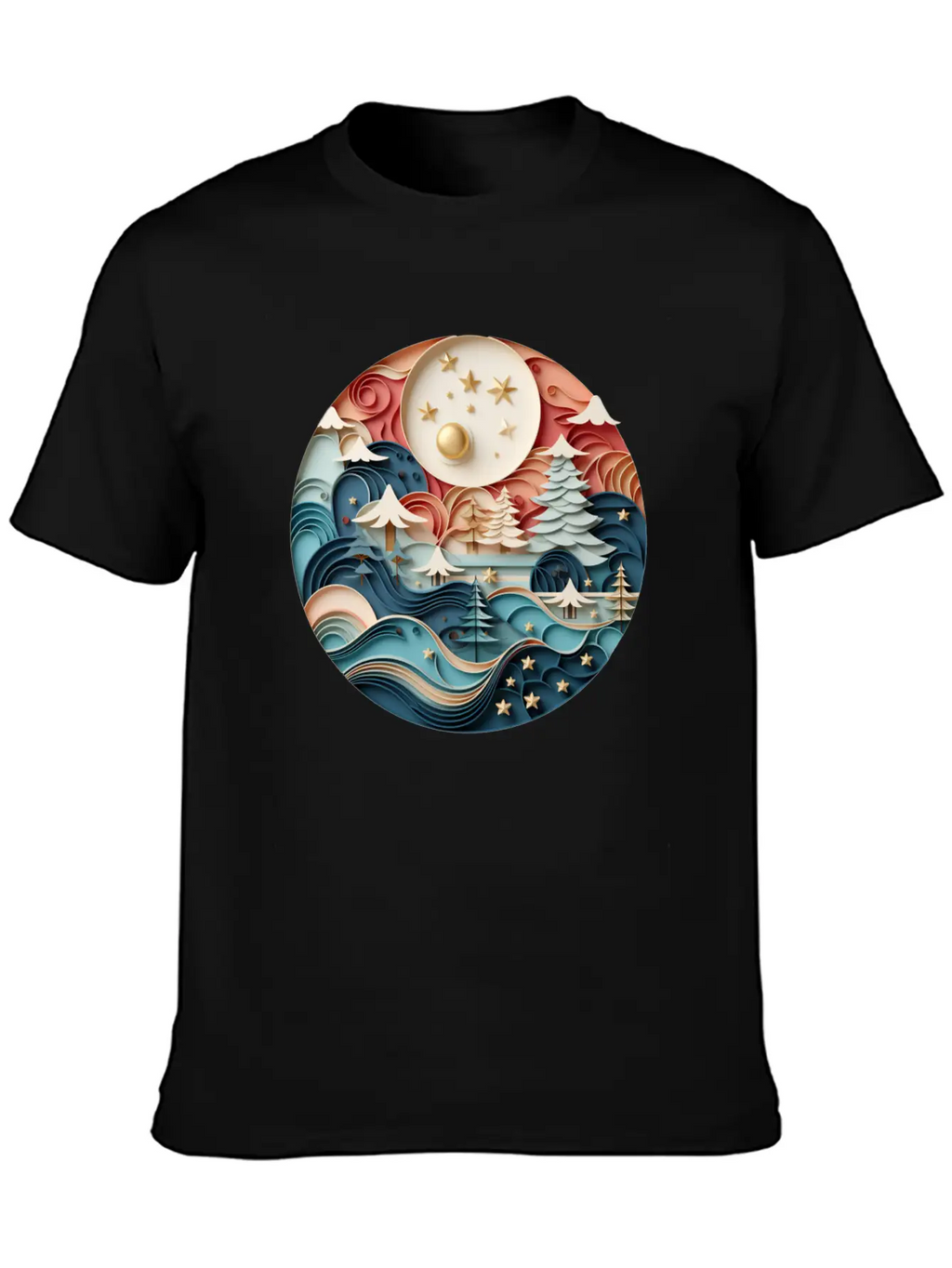 3D Christmas Sticker Circle Soft Cotton Short Sleeve Tee – Unisex Wardrobe Staple