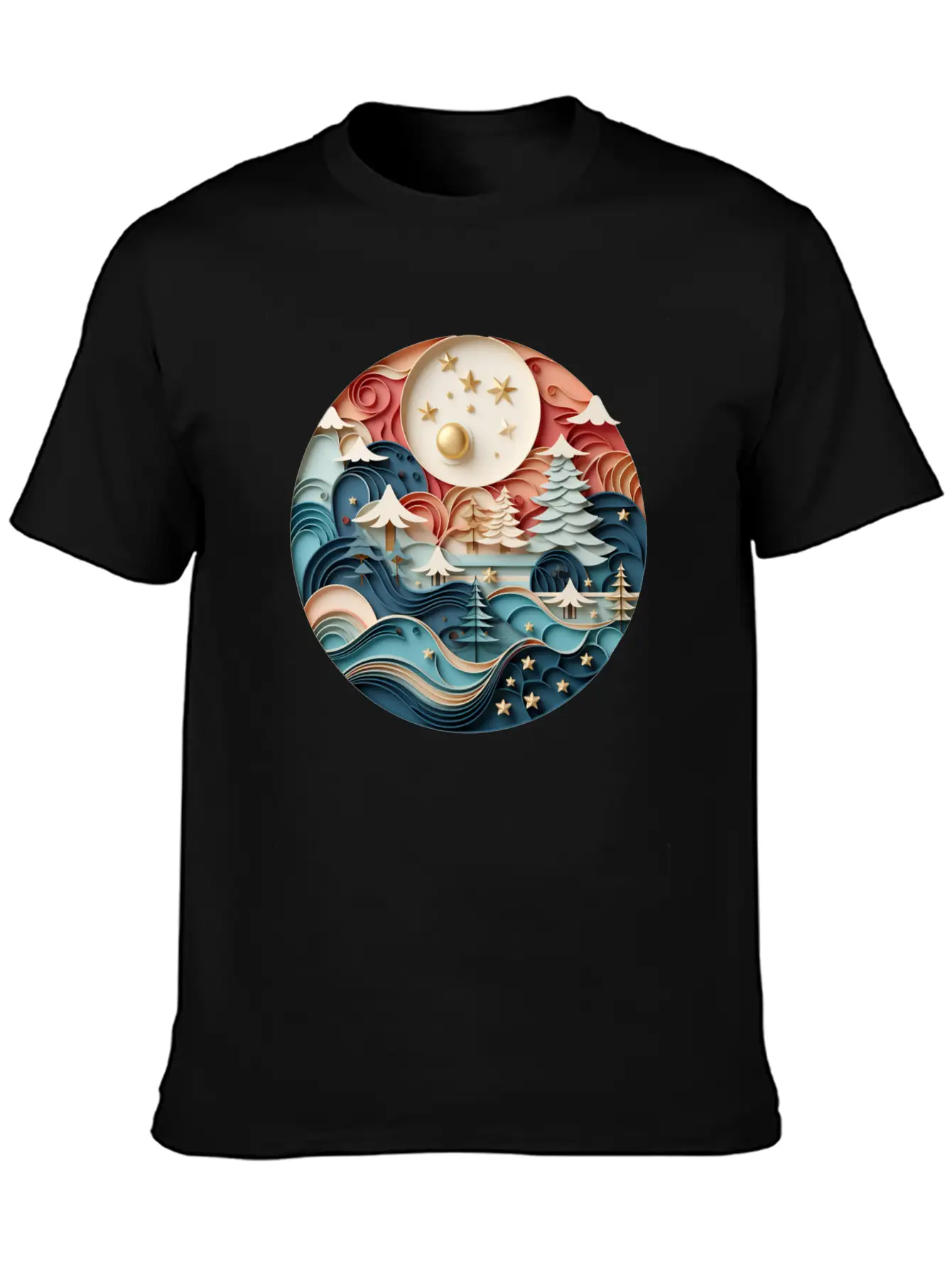 3D Christmas Sticker Circle Soft Cotton Short Sleeve Tee – Unisex Wardrobe Staple
