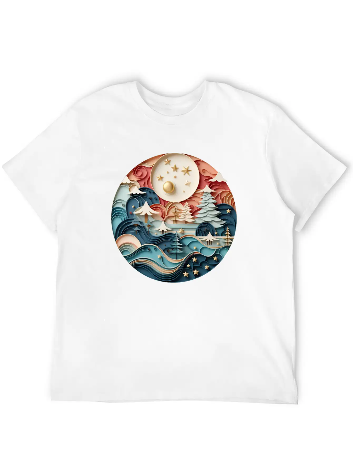 3D Christmas Sticker Circle Soft Cotton Short Sleeve Tee – Unisex Wardrobe Staple