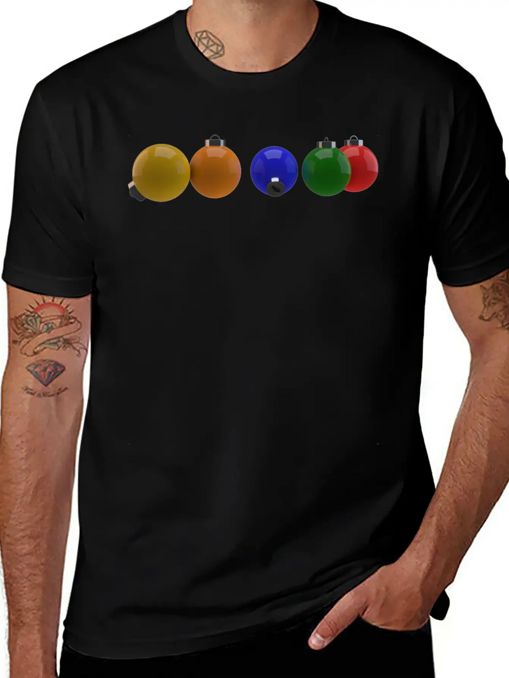 3D Colourful Christmas Ornaments Essential Cotton Tee For Daily Outfits – Unisex Style