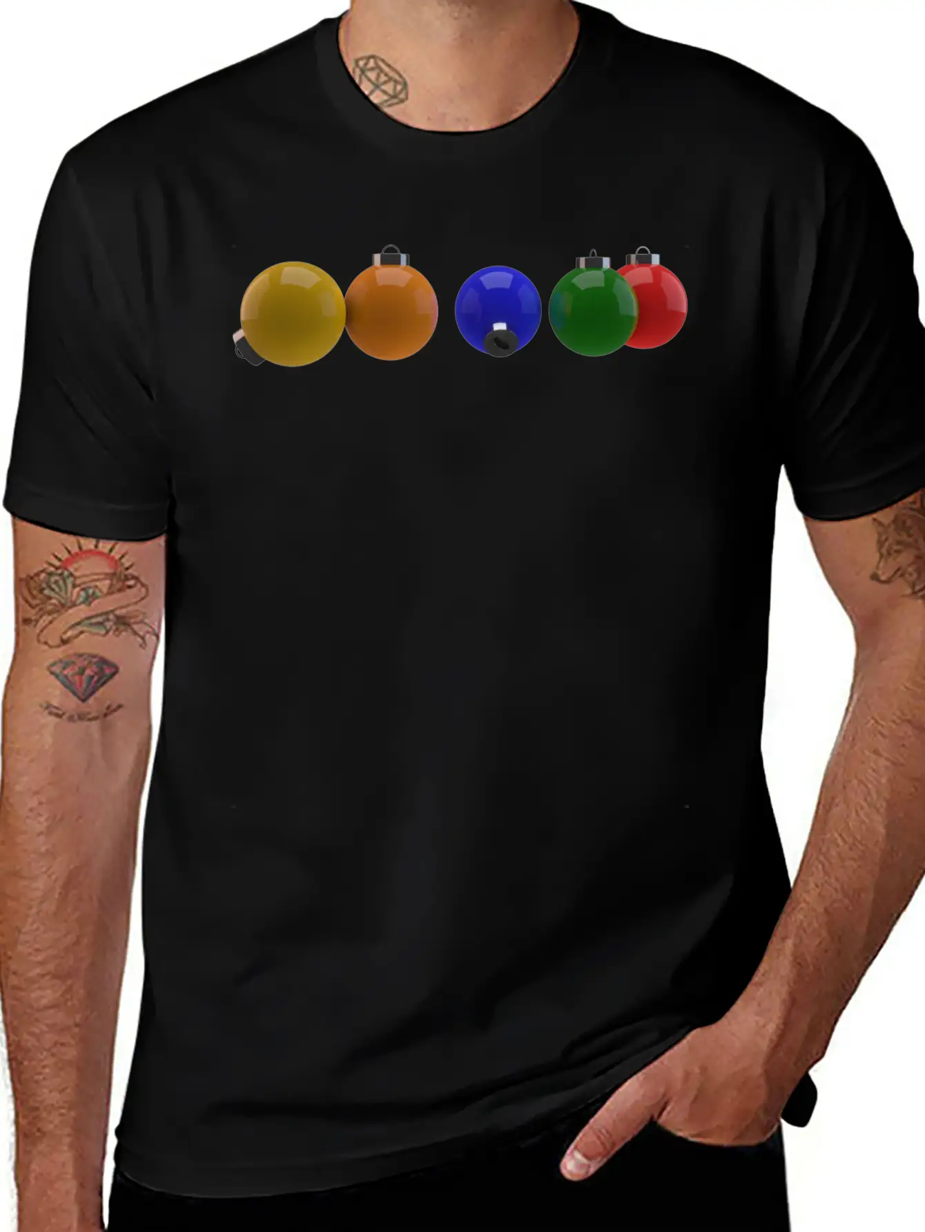 3D Colourful Christmas Ornaments Essential Cotton Tee For Daily Outfits – Unisex Style