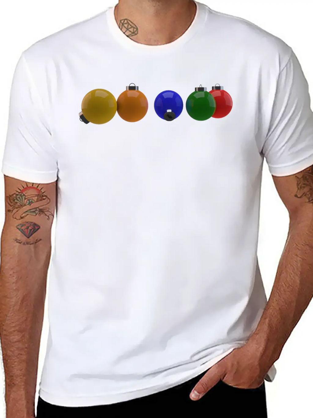 3D Colourful Christmas Ornaments Essential Cotton Tee For Daily Outfits – Unisex Style