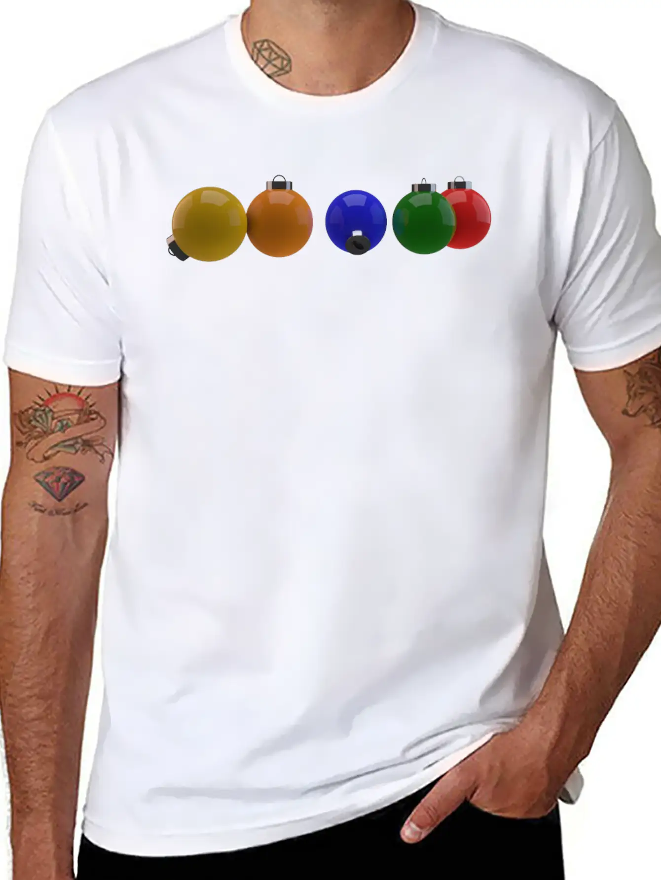 3D Colourful Christmas Ornaments Essential Cotton Tee For Daily Outfits – Unisex Style