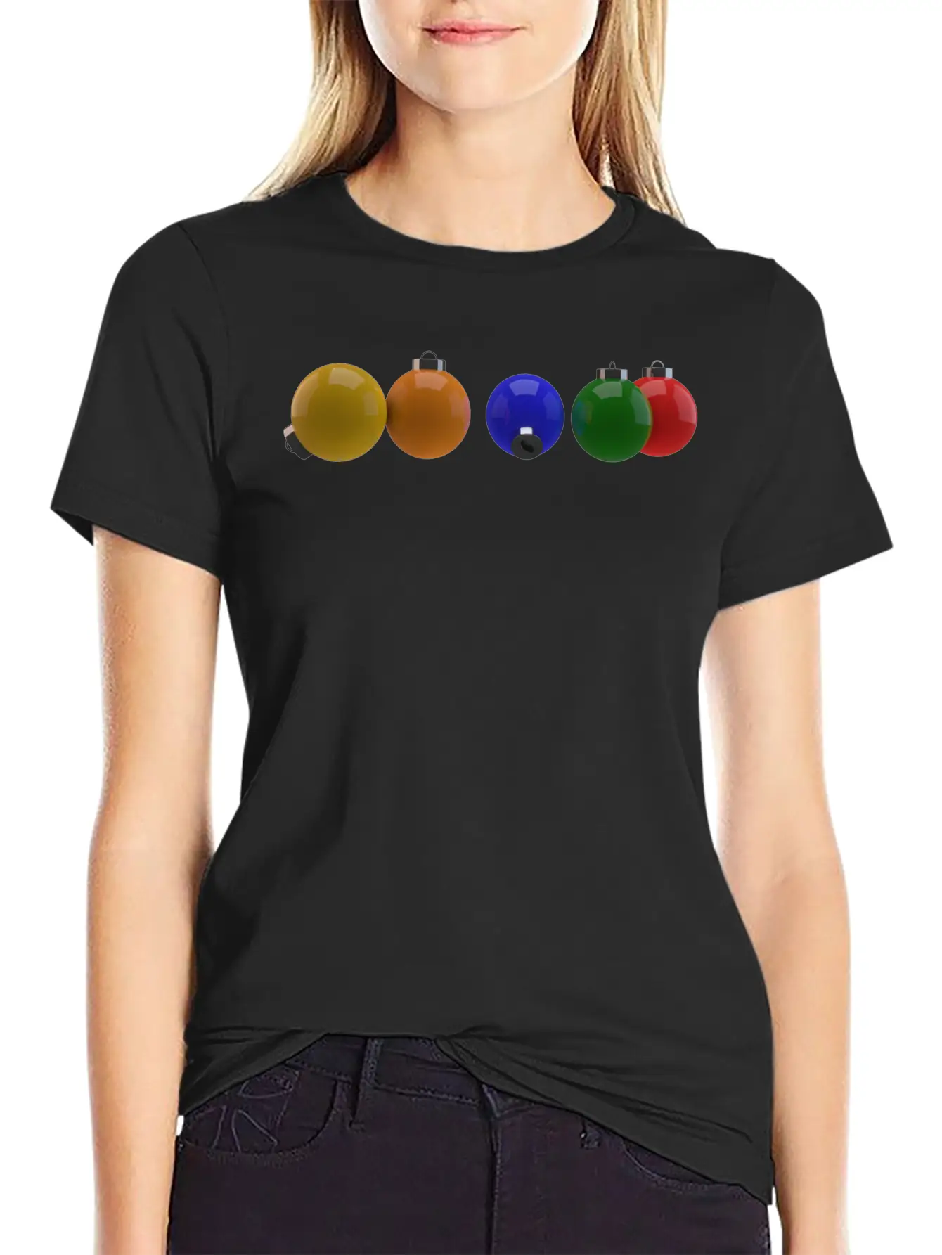 3D Colourful Christmas Ornaments Essential Cotton Tee For Daily Outfits – Unisex Style