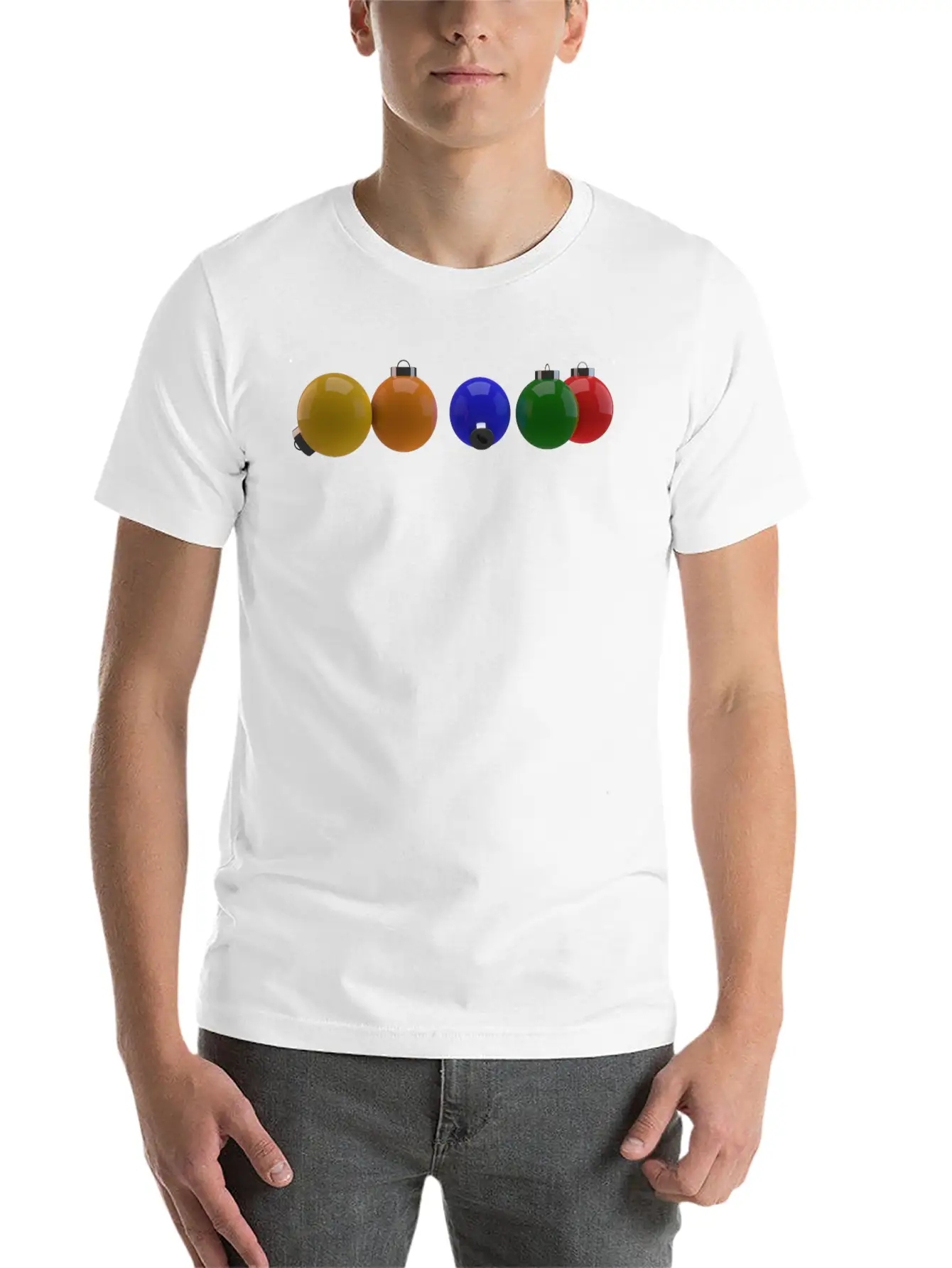 3D Colourful Christmas Ornaments Essential Cotton Tee For Daily Outfits – Unisex Style