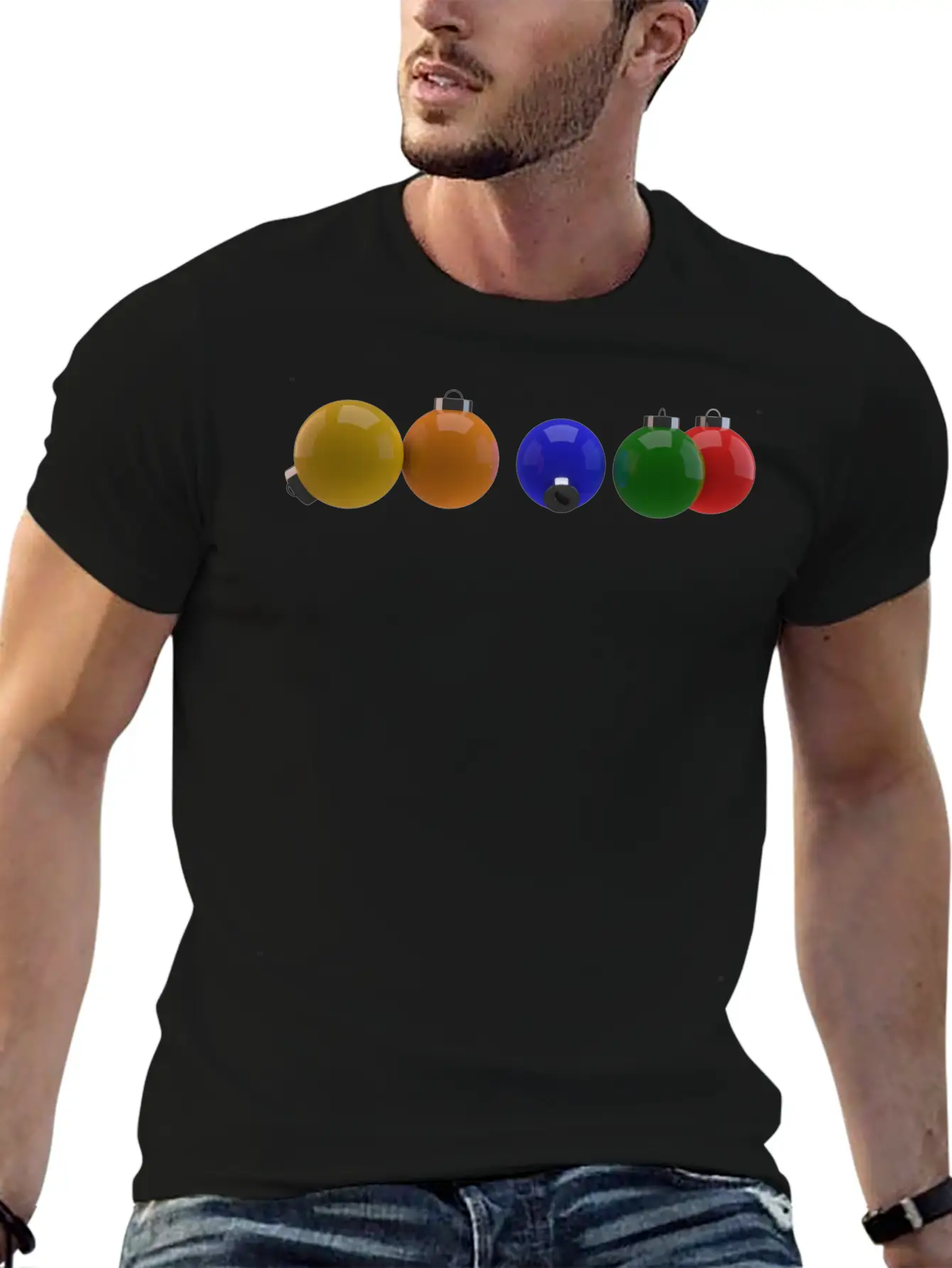 3D Colourful Christmas Ornaments Essential Cotton Tee For Daily Outfits – Unisex Style