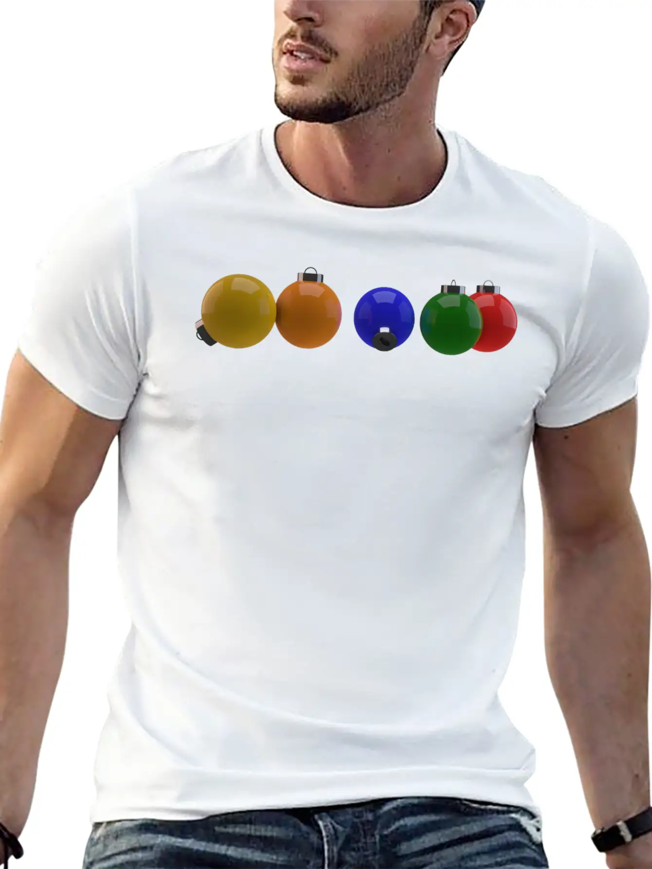 3D Colourful Christmas Ornaments Essential Cotton Tee For Daily Outfits – Unisex Style
