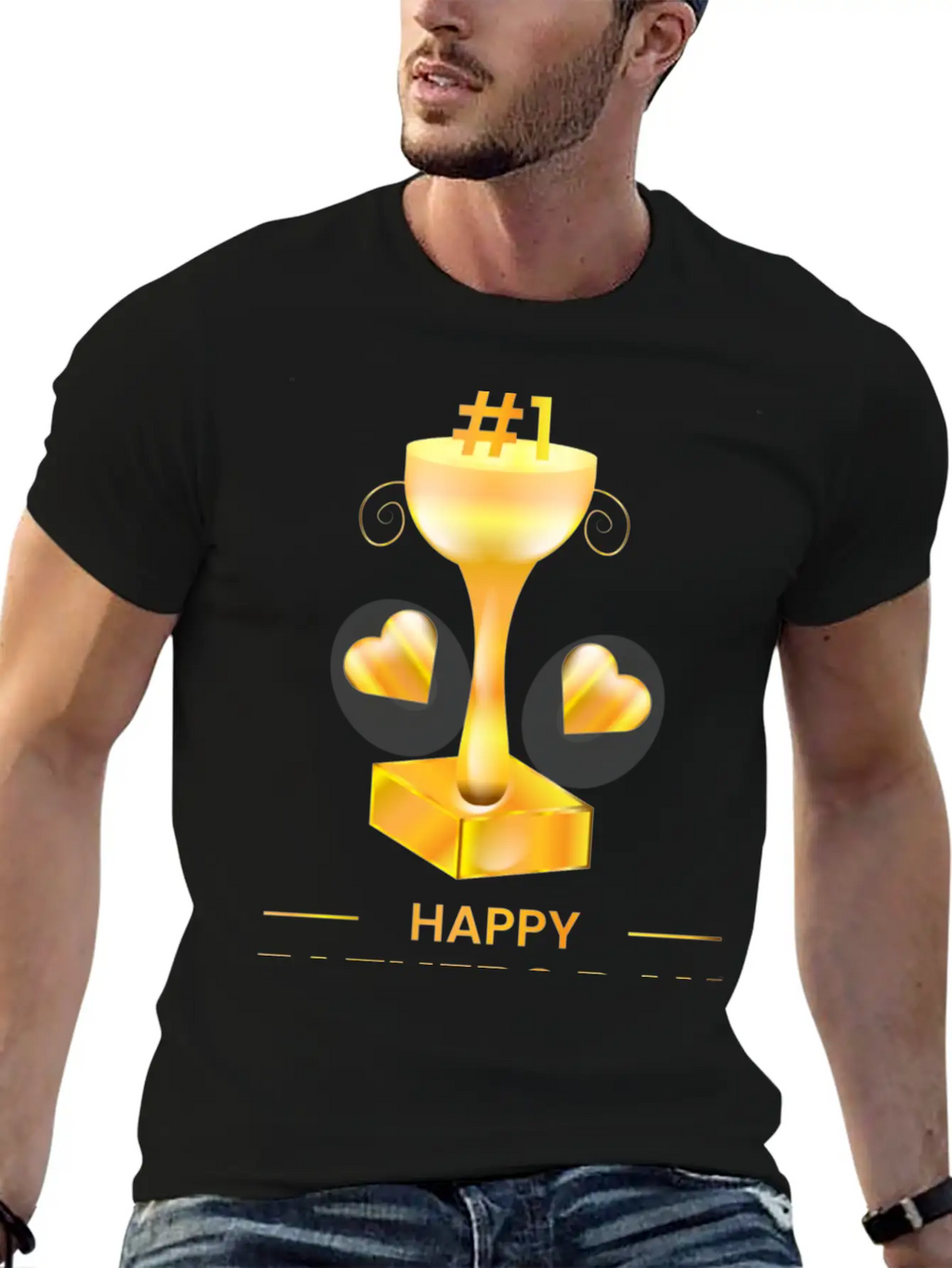 3d Fathers Day Golden Trophy Soft Cotton Short Sleeve Tee – Unisex Wardrobe Staple