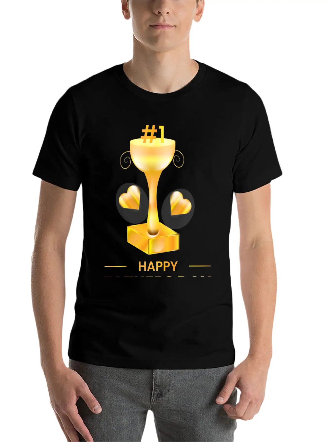 3d Fathers Day Golden Trophy Soft Cotton Short Sleeve Tee – Unisex Wardrobe Staple