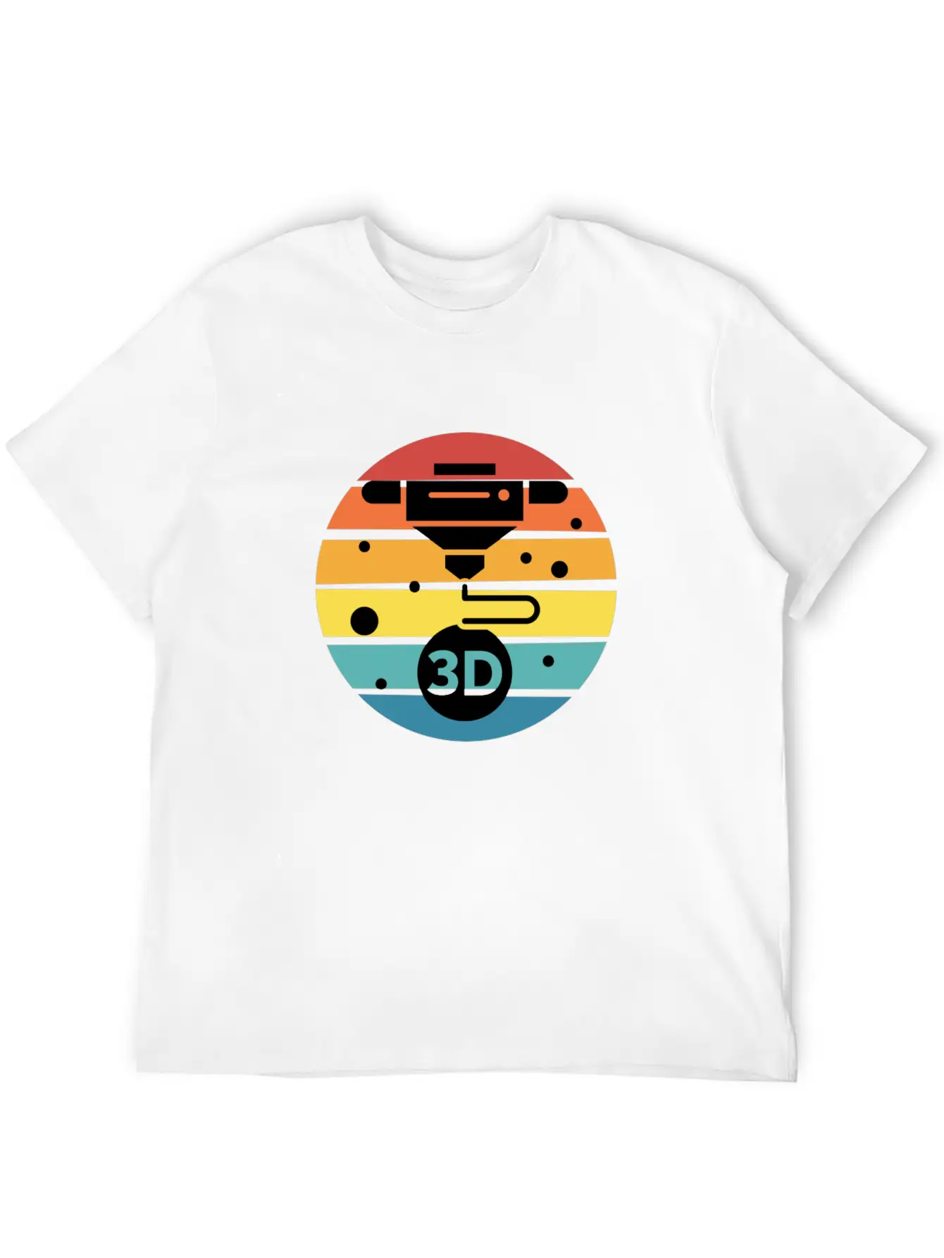 3D Print With Retro Style Sunset Classic Crew Neck Graphic Tee – Everyday Minimal Look