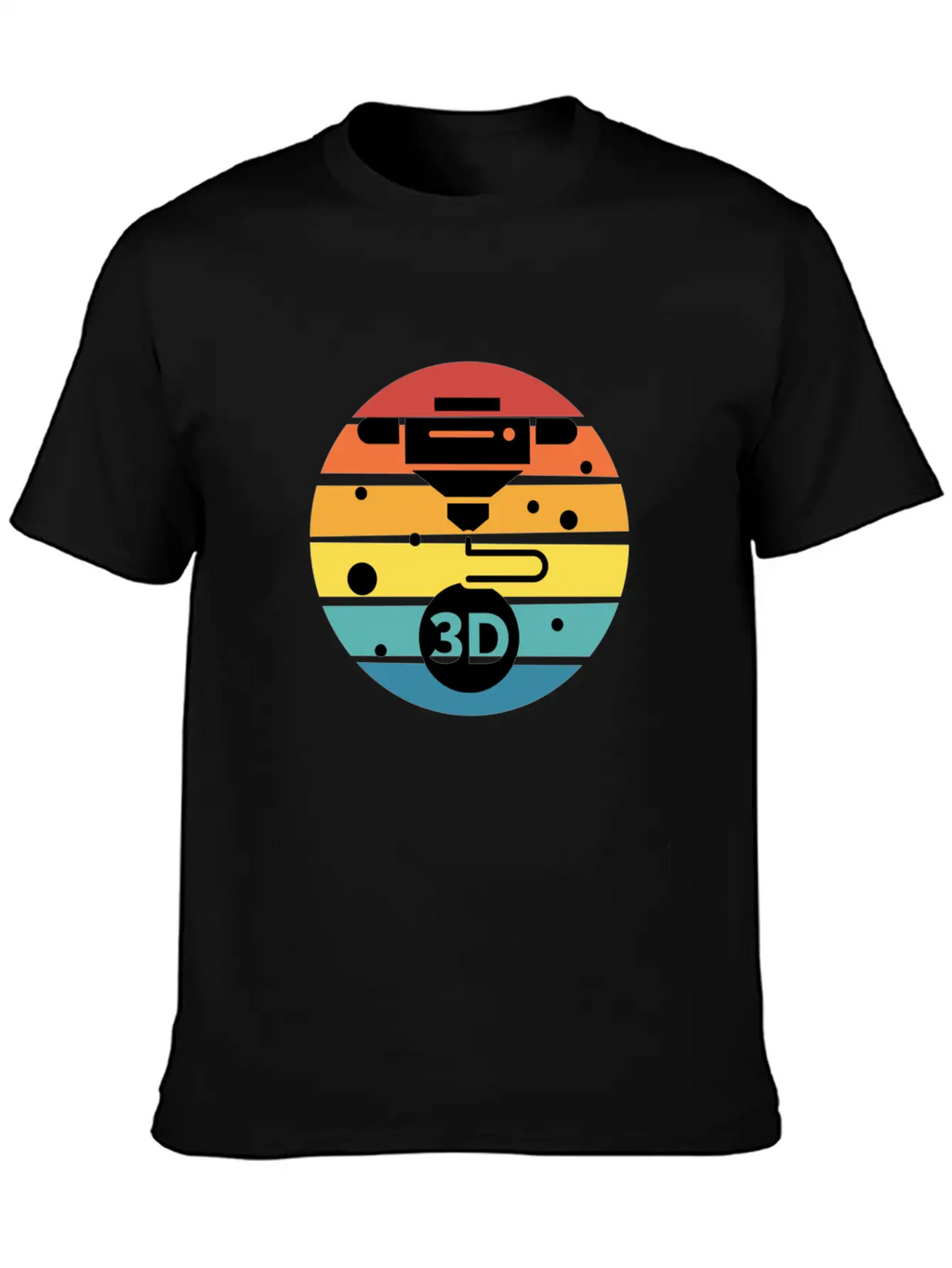 3D Print With Retro Style Sunset Classic Crew Neck Graphic Tee – Everyday Minimal Look