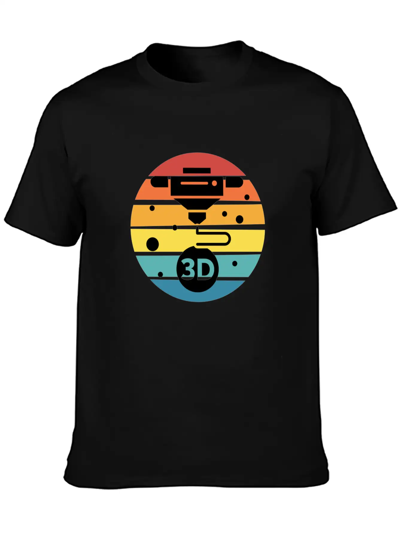 3D Print With Retro Style Sunset Classic Crew Neck Graphic Tee – Everyday Minimal Look