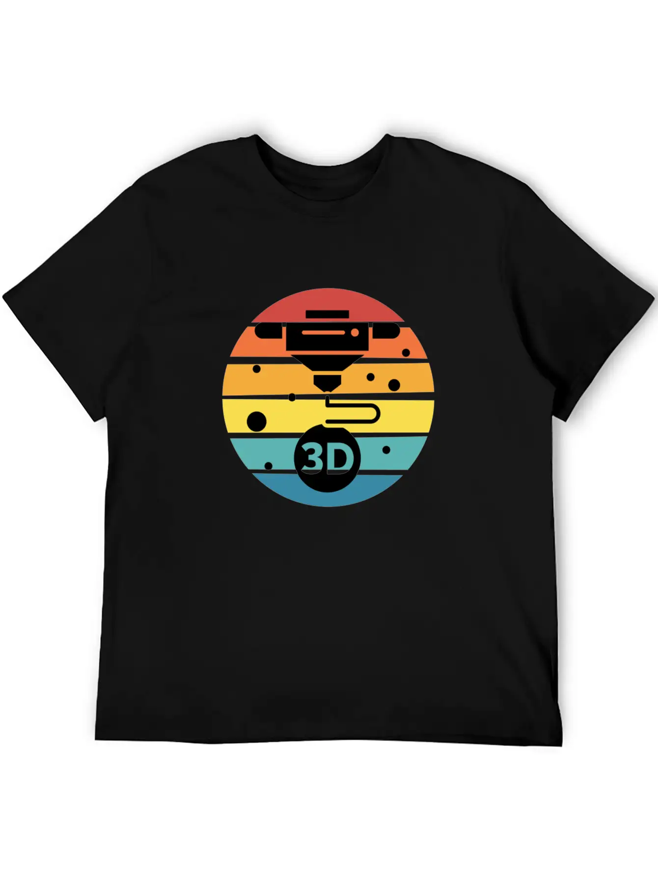 3D Print With Retro Style Sunset Classic Crew Neck Graphic Tee – Everyday Minimal Look