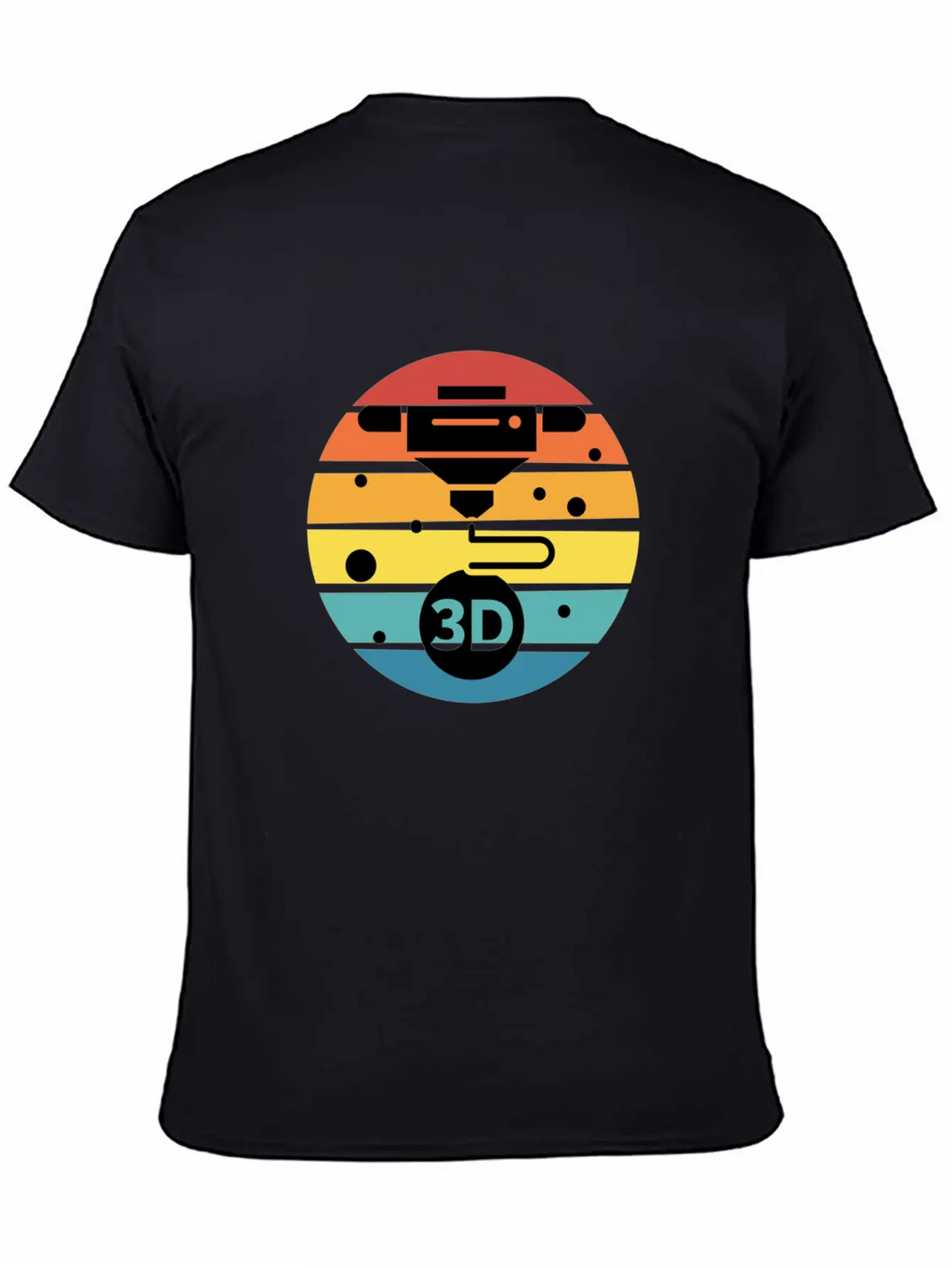 3D Print With Retro Style Sunset Classic Crew Neck Graphic Tee – Everyday Minimal Look