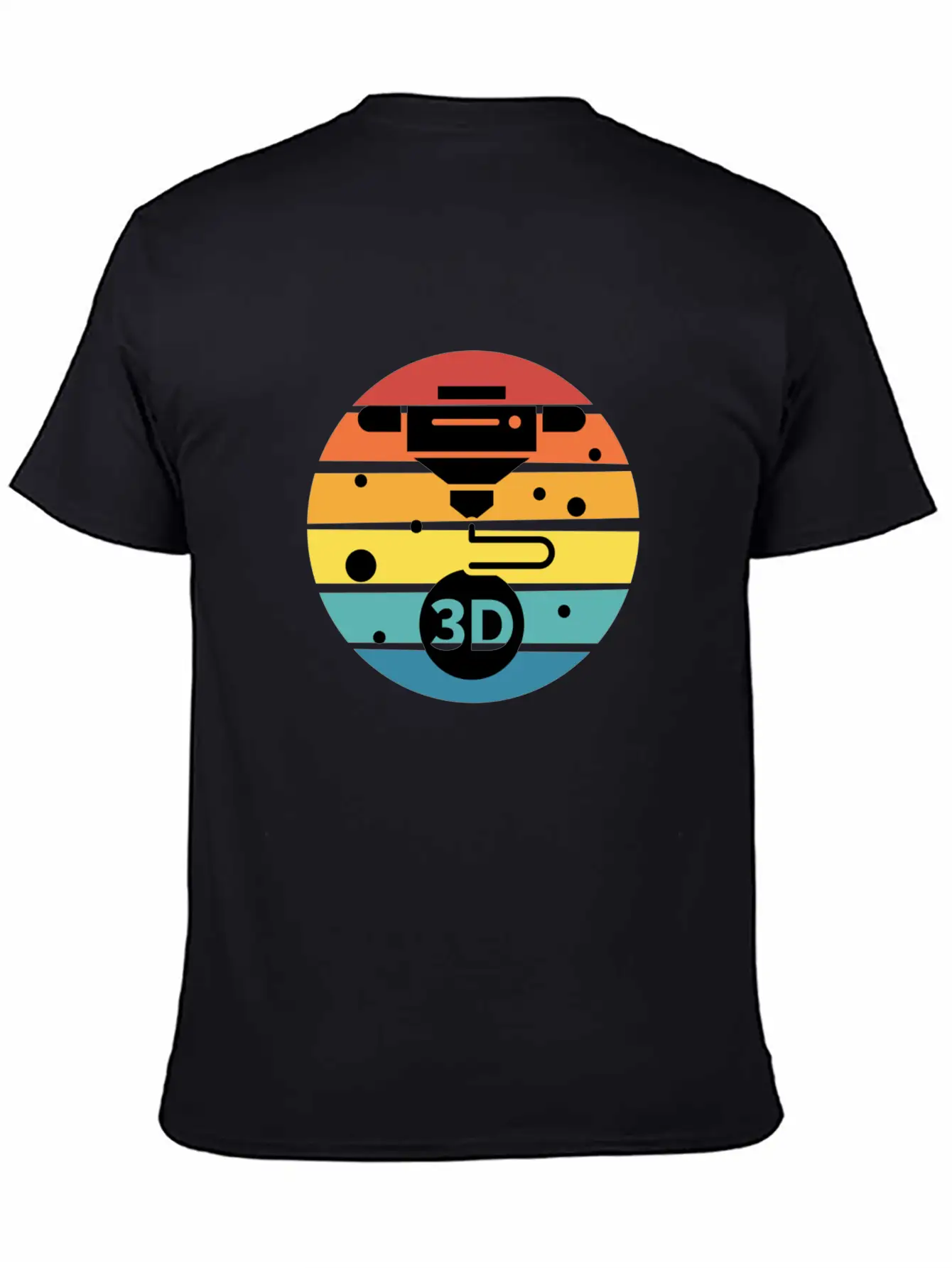 3D Print With Retro Style Sunset Classic Crew Neck Graphic Tee – Everyday Minimal Look