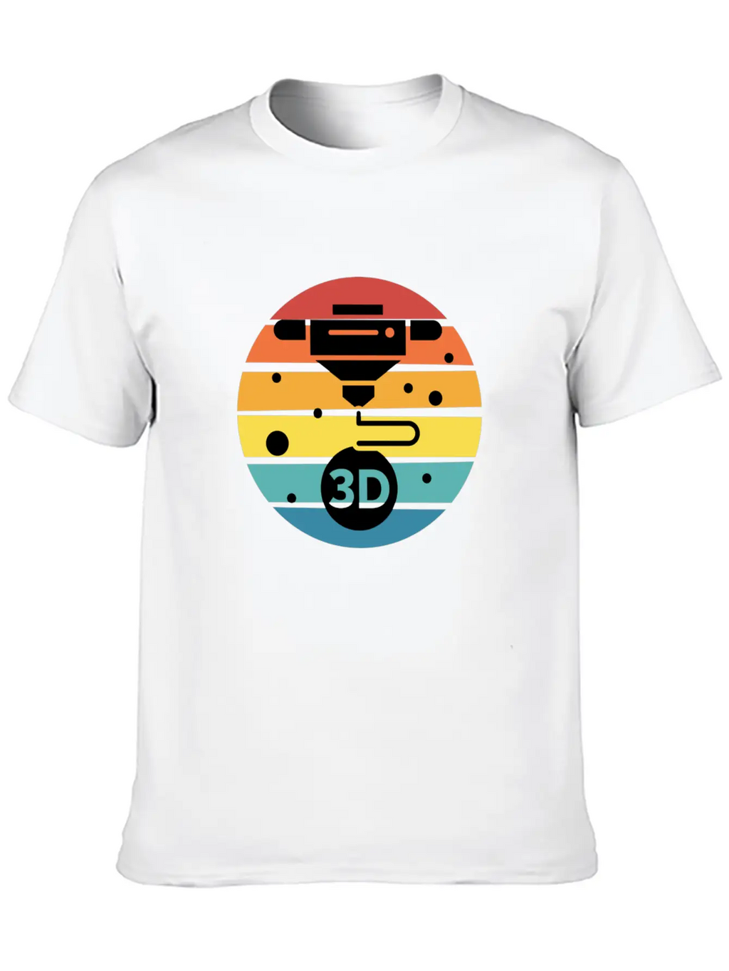 3D Print With Retro Style Sunset Classic Crew Neck Graphic Tee – Everyday Minimal Look