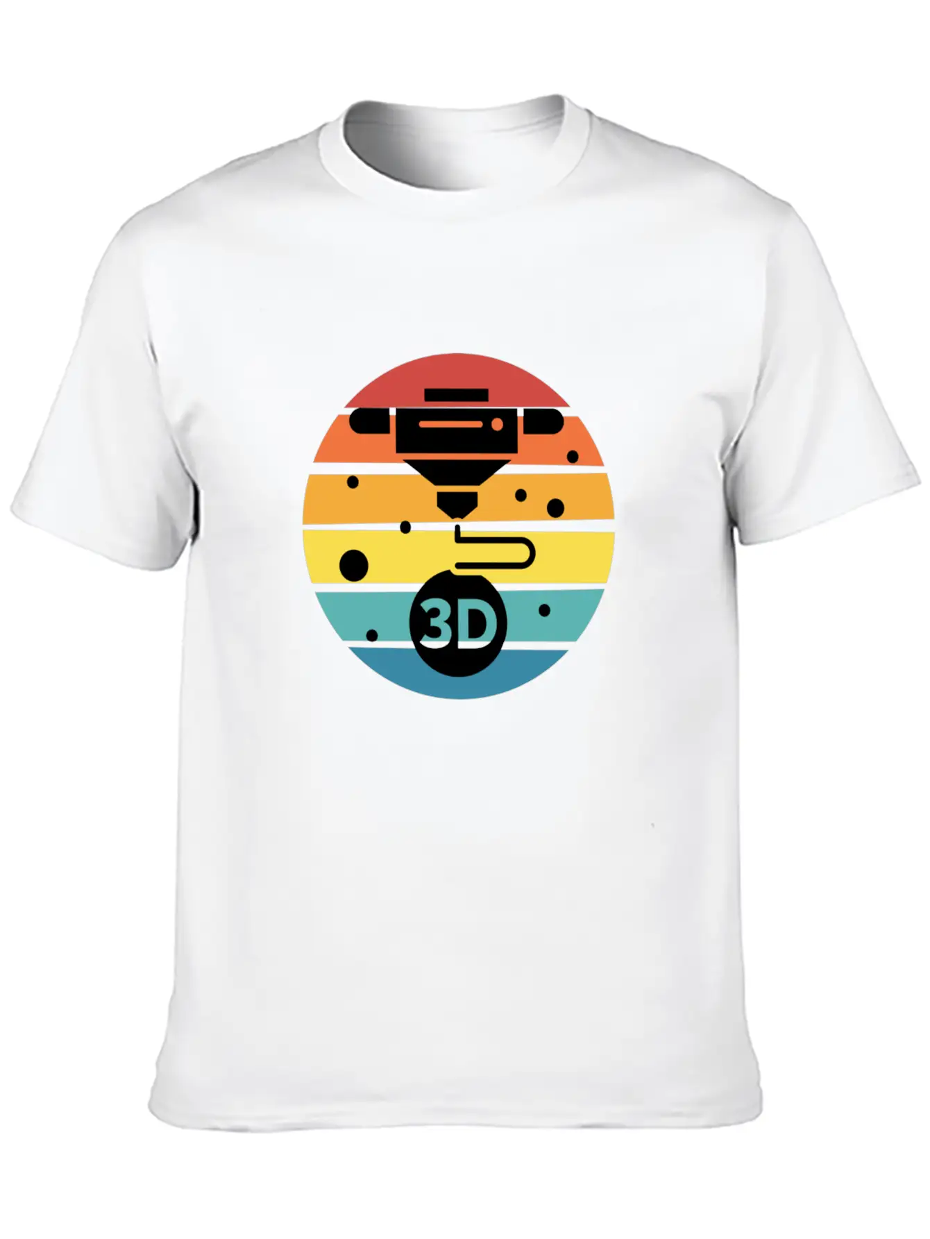 3D Print With Retro Style Sunset Classic Crew Neck Graphic Tee – Everyday Minimal Look
