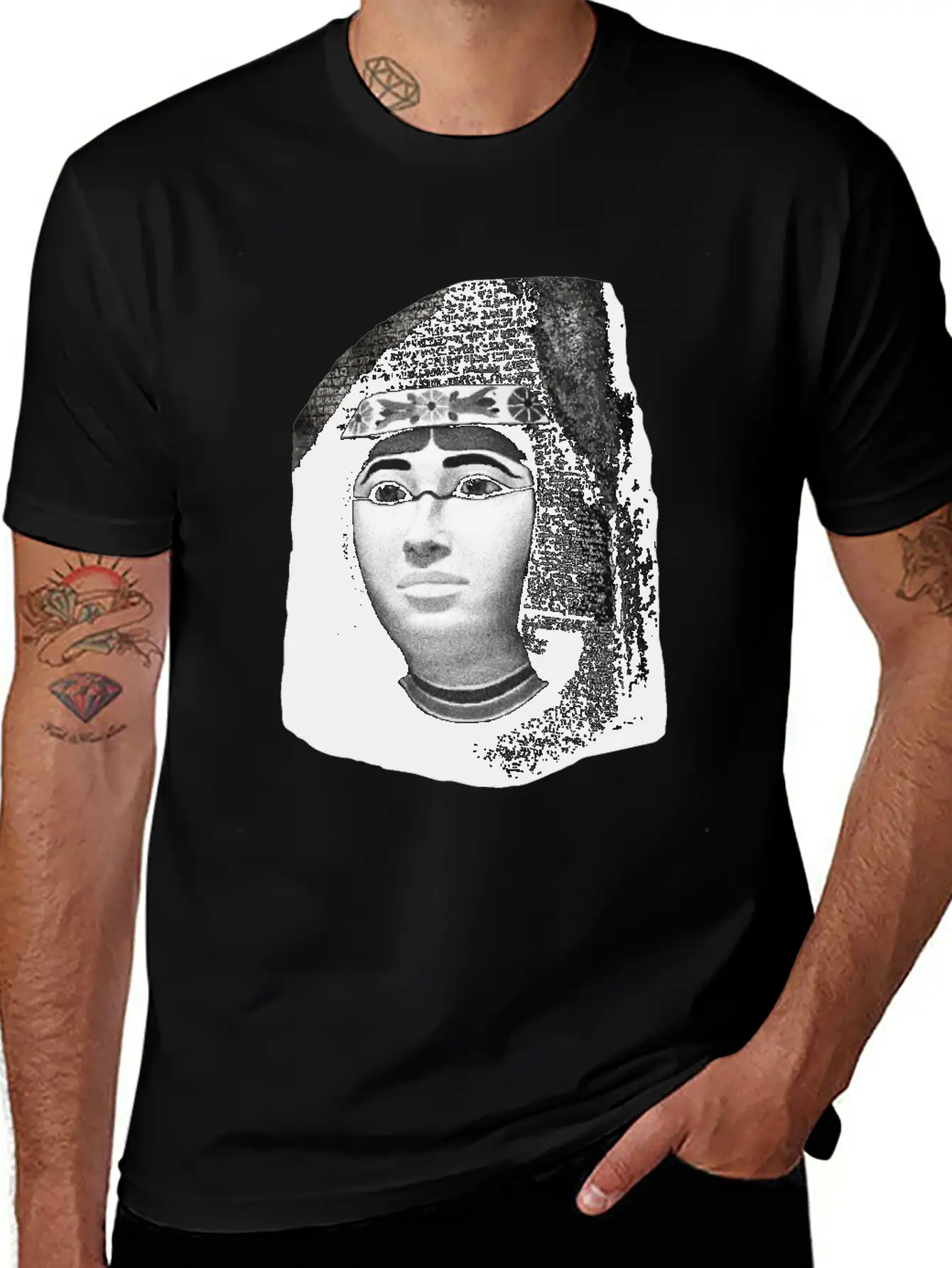 3d Rosetta Stone With Egyptian Woman Classic Fit Graphic Tee For Daily Comfort – Unisex Cotton Shirt