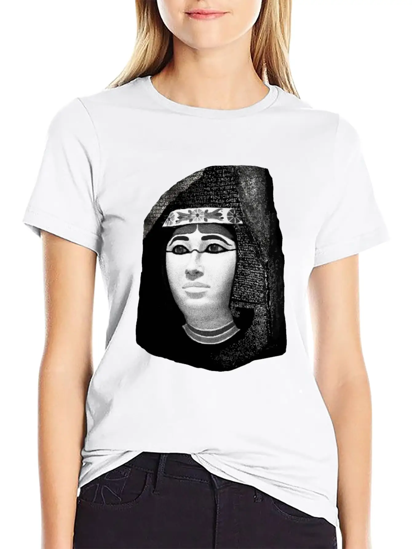 3d Rosetta Stone With Egyptian Woman Classic Fit Graphic Tee For Daily Comfort – Unisex Cotton Shirt
