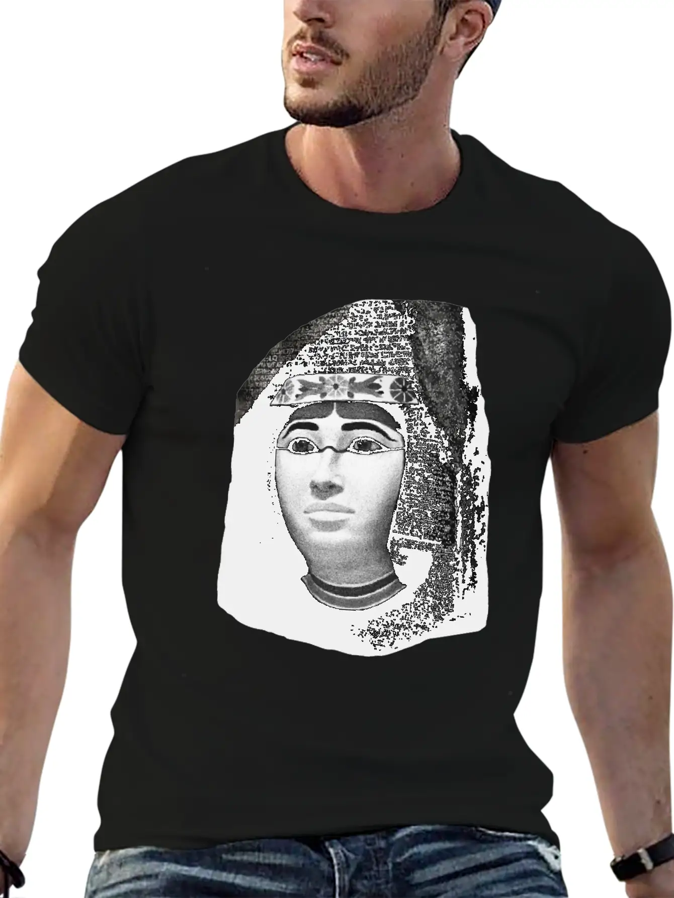 3d Rosetta Stone With Egyptian Woman Classic Fit Graphic Tee For Daily Comfort – Unisex Cotton Shirt