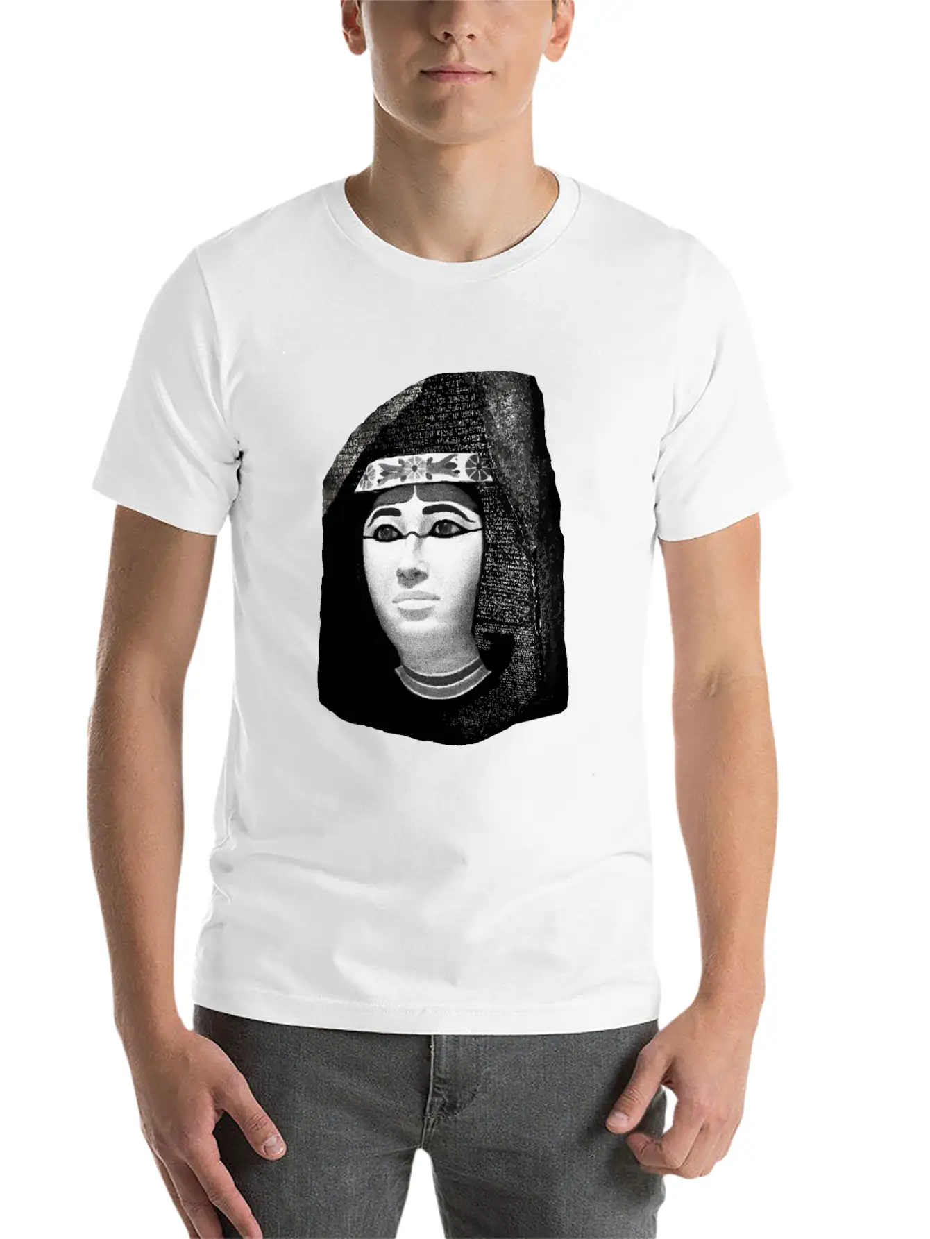 3d Rosetta Stone With Egyptian Woman Classic Fit Graphic Tee For Daily Comfort – Unisex Cotton Shirt