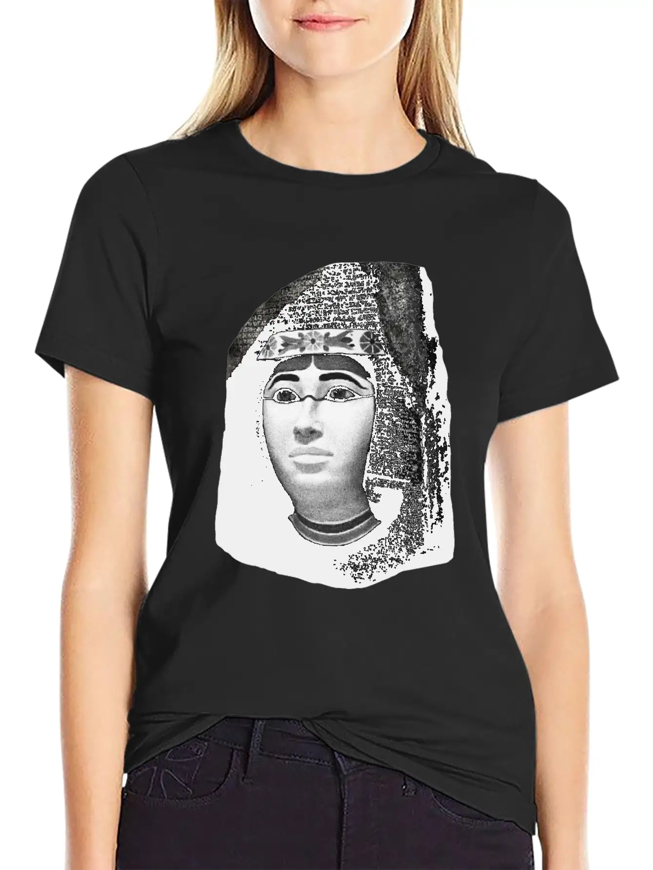 3d Rosetta Stone With Egyptian Woman Classic Fit Graphic Tee For Daily Comfort – Unisex Cotton Shirt
