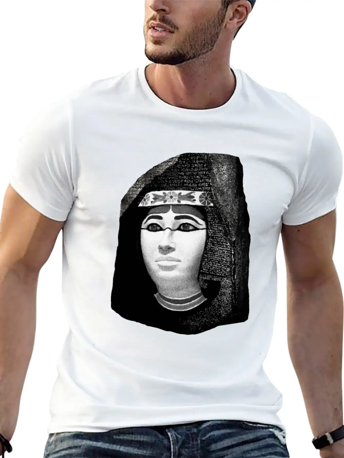 3d Rosetta Stone With Egyptian Woman Classic Fit Graphic Tee For Daily Comfort – Unisex Cotton Shirt