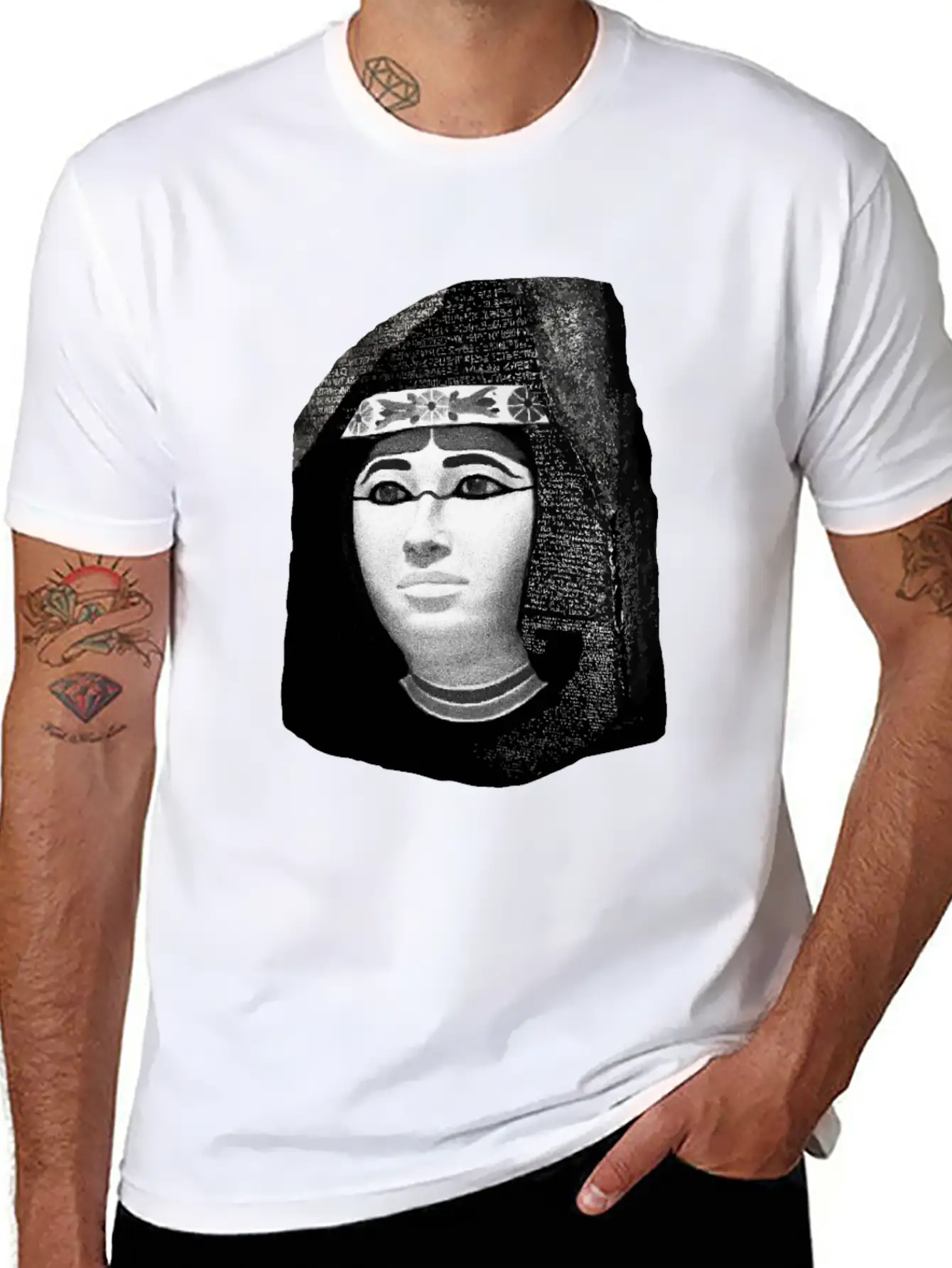 3d Rosetta Stone With Egyptian Woman Classic Fit Graphic Tee For Daily Comfort – Unisex Cotton Shirt