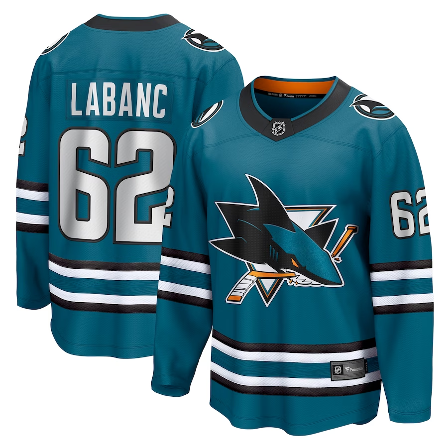 Men's San Jose Sharks Kevin Labanc #62 Teal Breakaway Player Jerseys