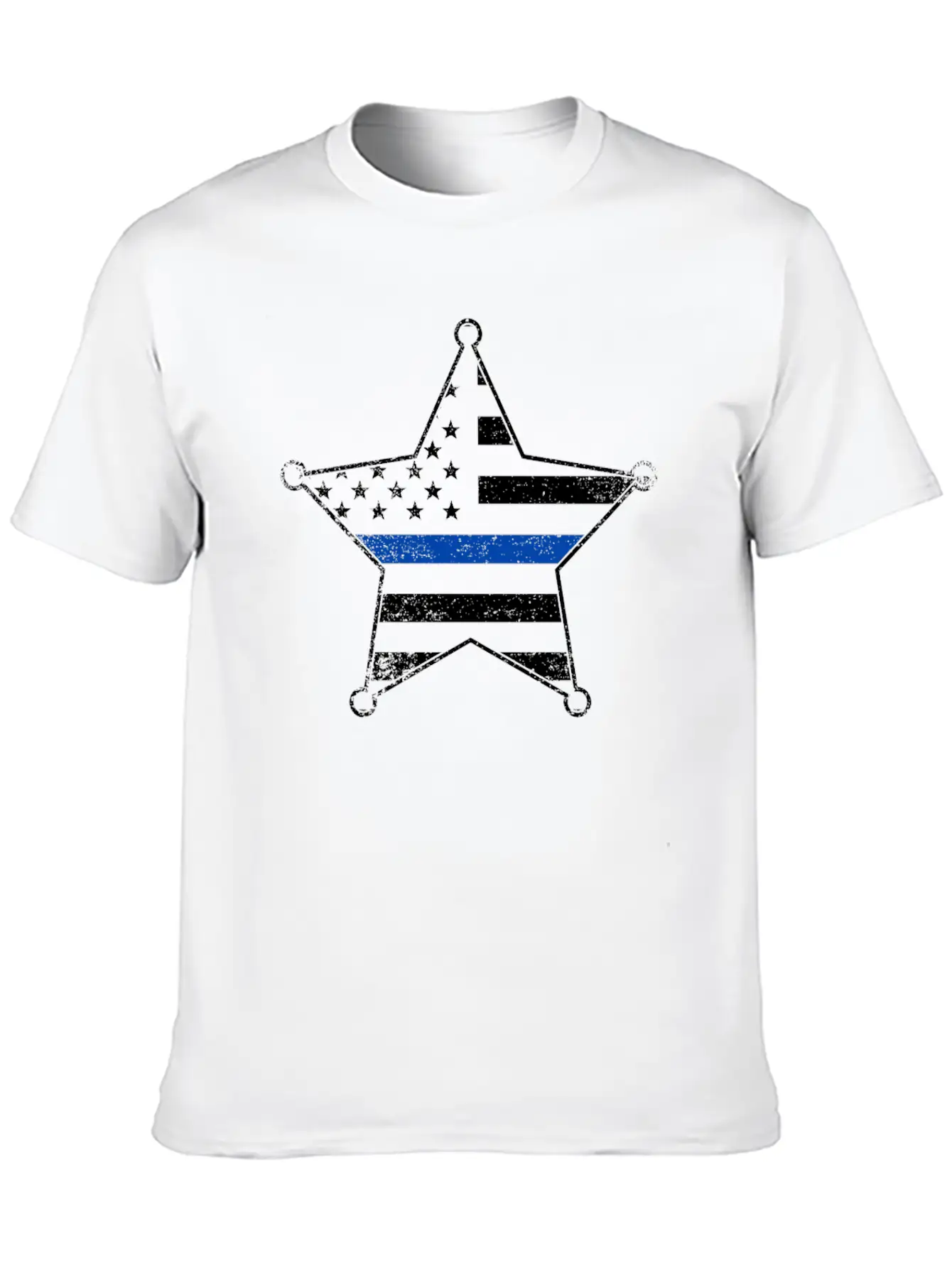 5 Star Deputy Sheriff Badge Silhouettes Flag Thin Blue Line Soft Cotton Short Sleeve Tee – Unisex Wardrobe Staple