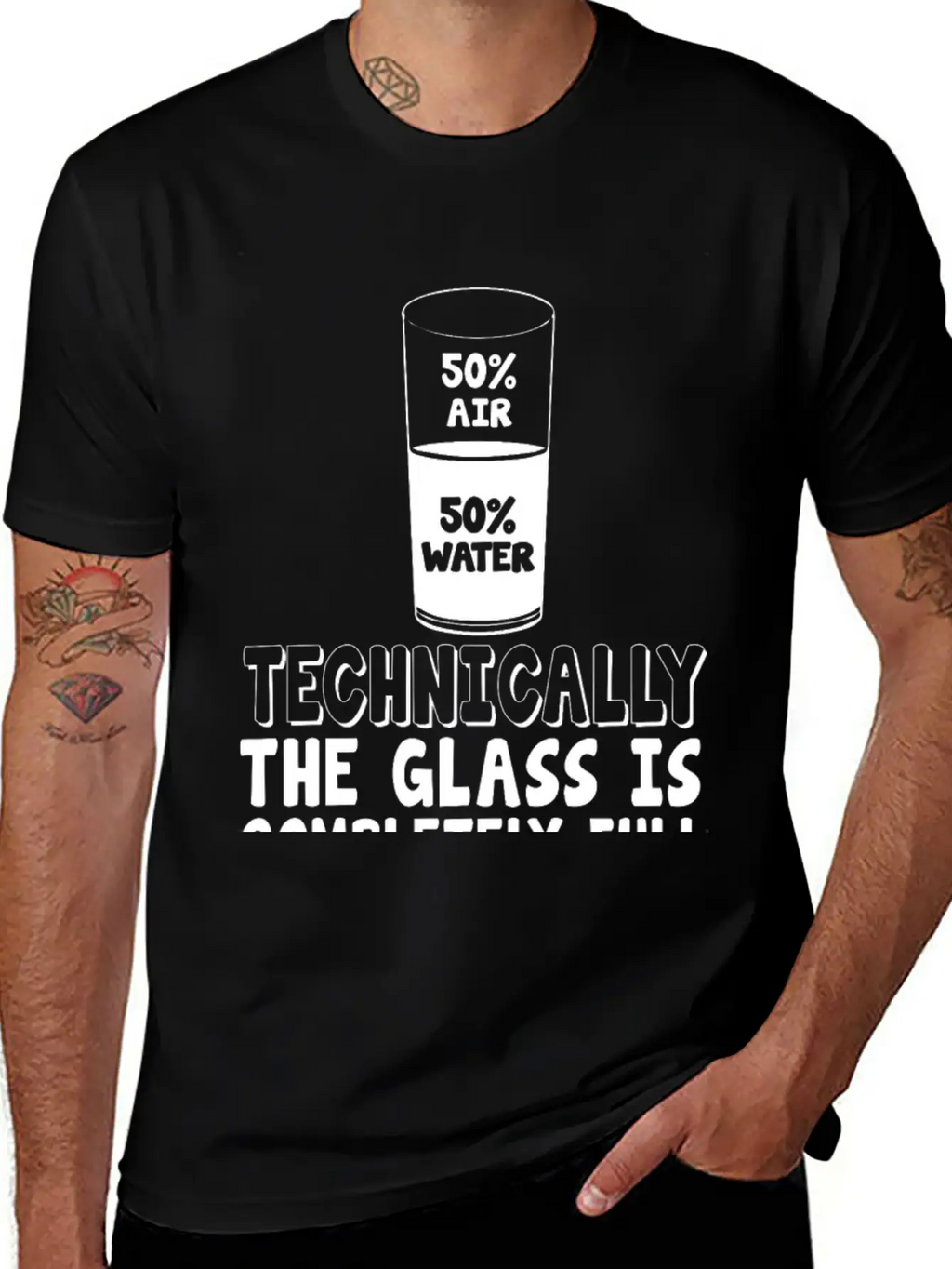 50% Air 50% Water, Techin Lightweight Cotton T-Shirt – Daily Comfort Graphic Shirt