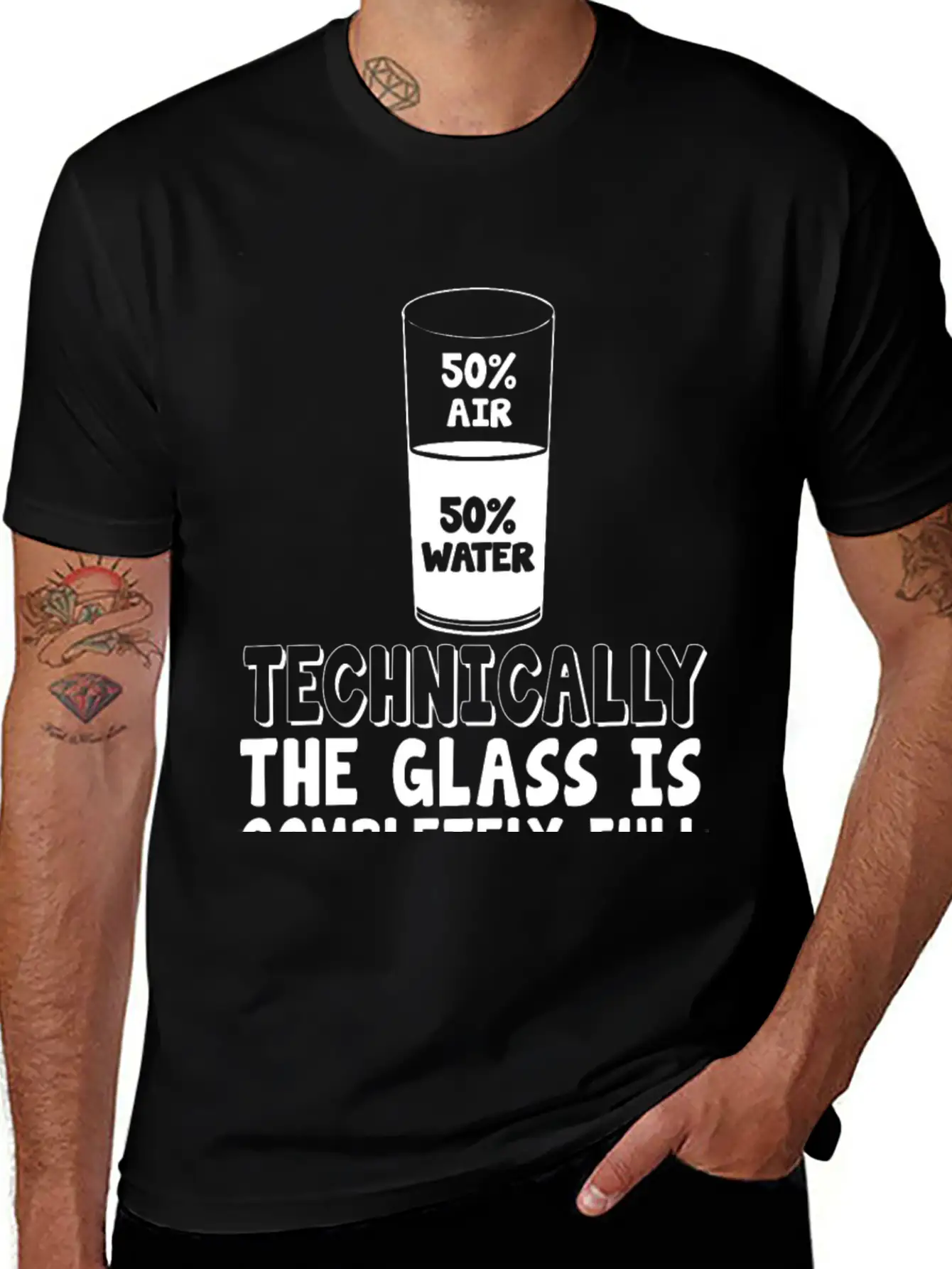 50% Air 50% Water, Techin Lightweight Cotton T-Shirt – Daily Comfort Graphic Shirt